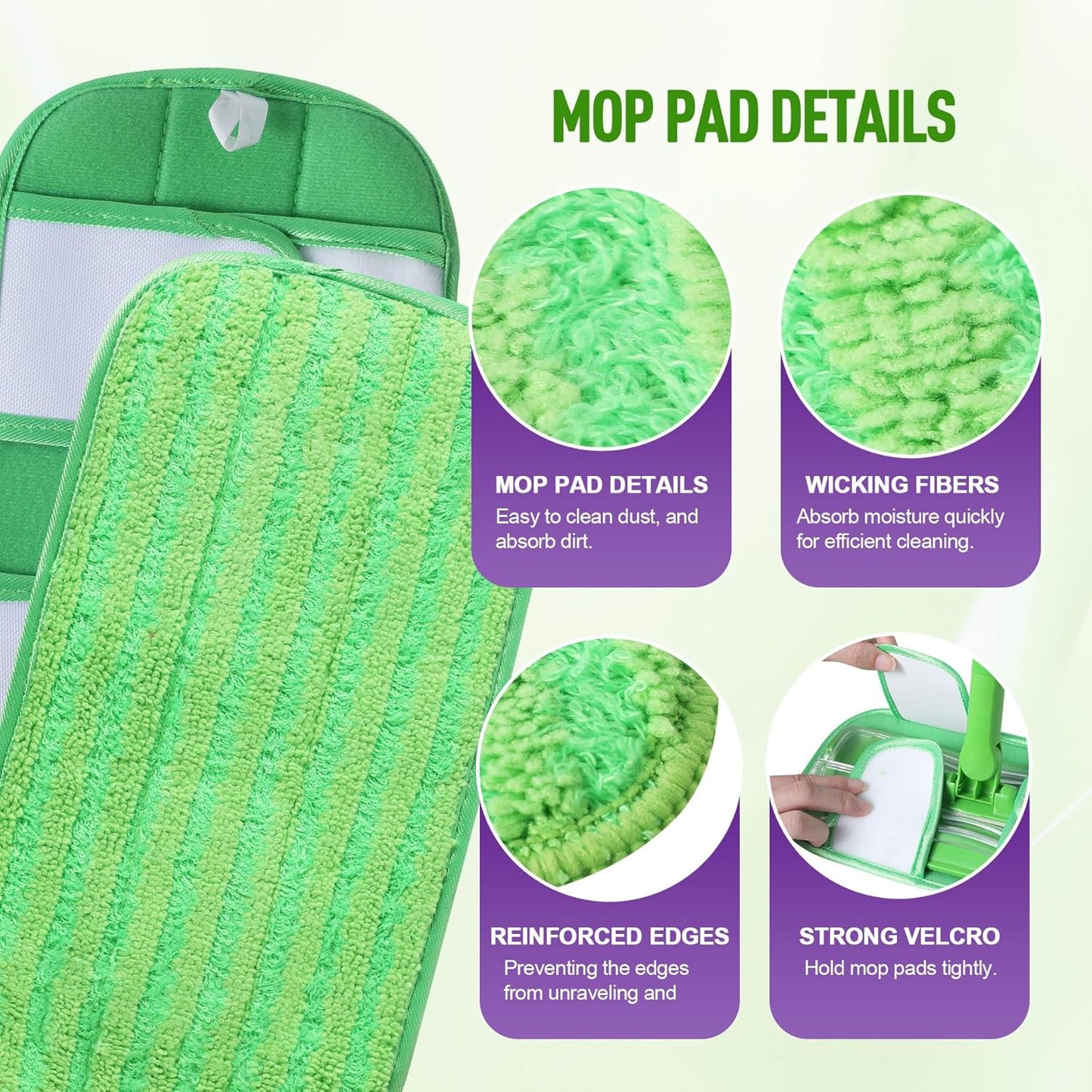 6 Pack Reusable Mop Pads for Swiffer WetJet Sweeper Mops, Microfiber Washable Floor Mop Refills Wet