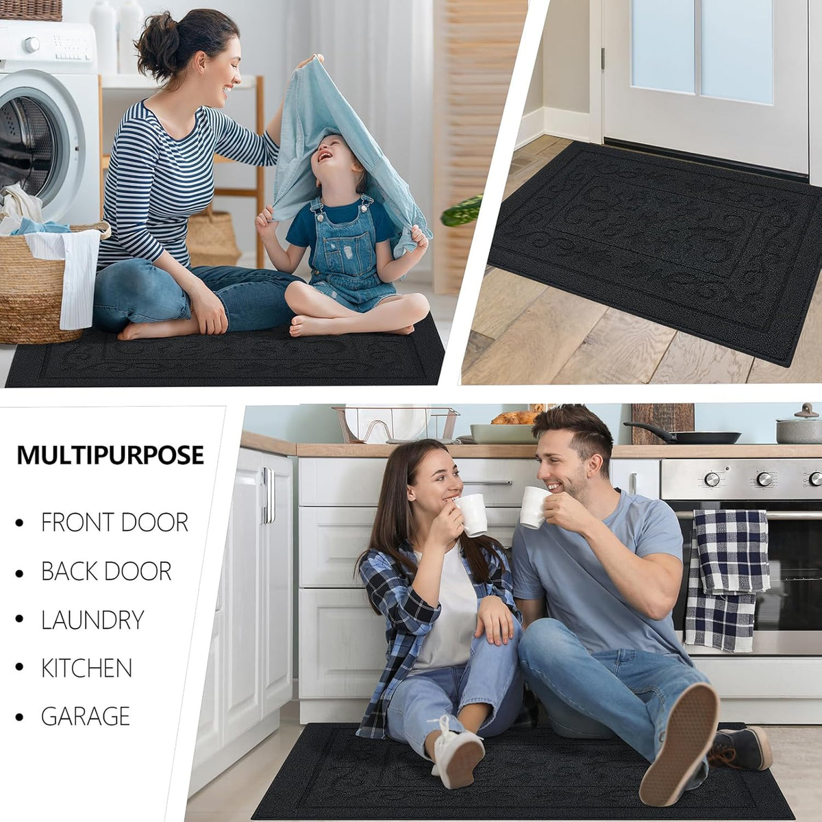 FONEYI Indoor Door Mat 36" x 59", Dirt Trapper Door Mats Non-Slip Entryway Rugs Washable, Absorbent