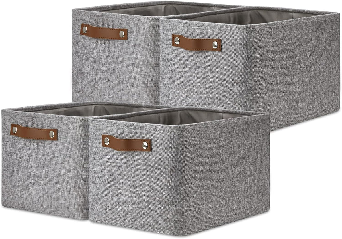 DULLEMELO Storage Baskets for Shelves, Fabric Collapsible Rectangular Storage Bins for Shelves