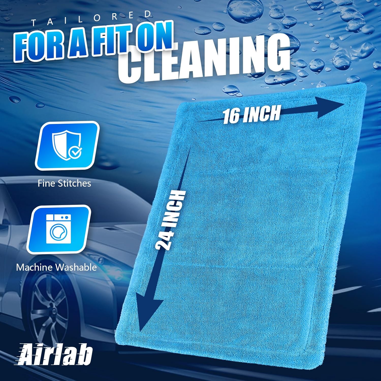 Airlab Car Drying Towel Microfiber Towels for Cars 1200 GSM Wash Auto Detailing Supplies Twist Pile