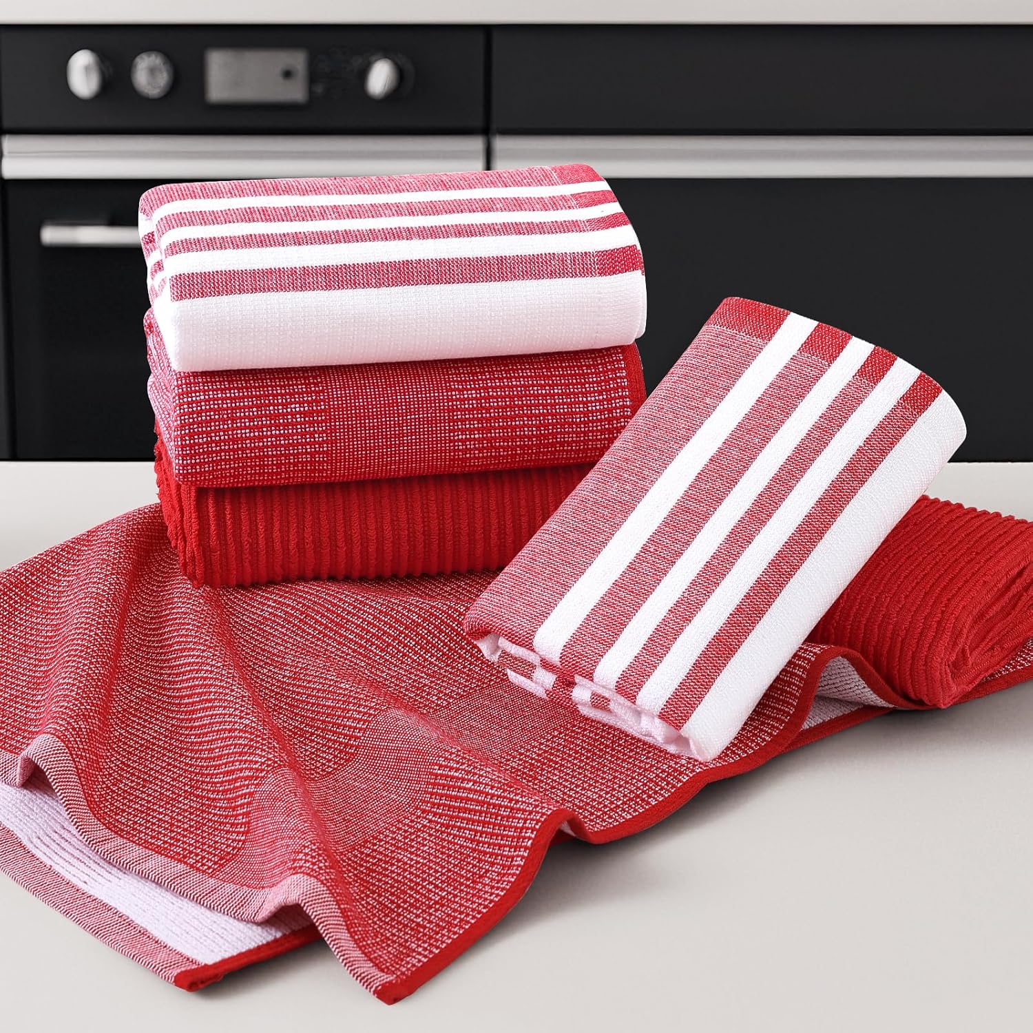 Homaxy Premium Kitchen Towels(18”x 28”, 6 Pack), Large Cotton 380 GSM Kitchen Hand Towels, Soft and