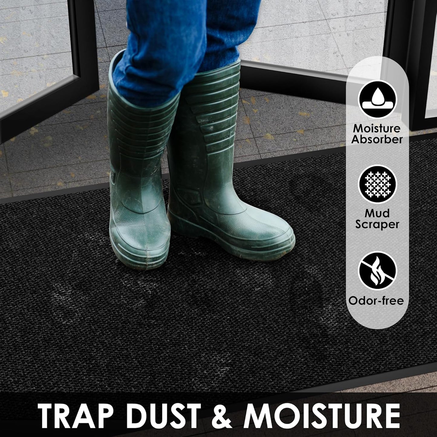 4′ x 65′ Front Door Mat Indoor Outdoor Entrance, Commercial Floor Mat Heavy Duty Dirt Trapper