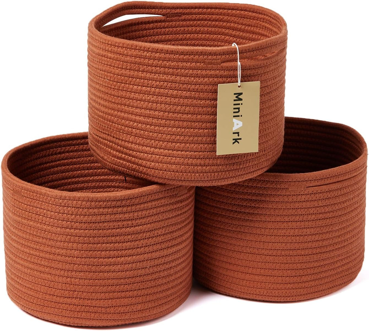 Small Basket for Organizing | Cube Shelf Closet Storage Baskets | 9.7×9.7×7.1” | Woven Rope Gift