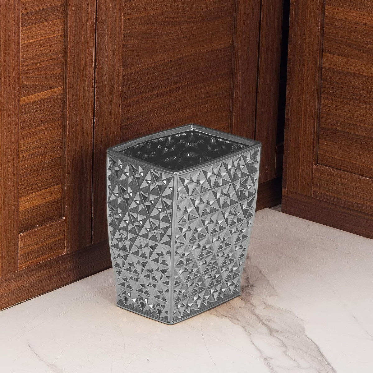 Ceramic Rectangular Small Trash Can - Wastebasket, Garbage Container Bin for Bathroom, Bedroom