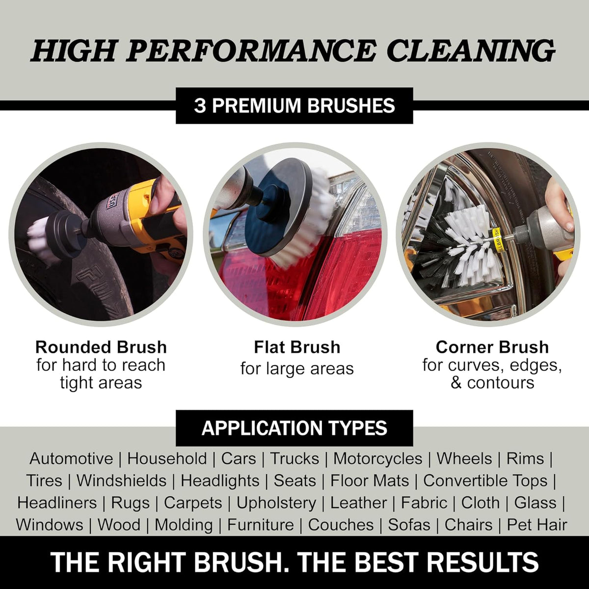 Drillbrush Car Detailing Kit | Drill Brush Set – Soft Bristle Power Scrubber Attachments for