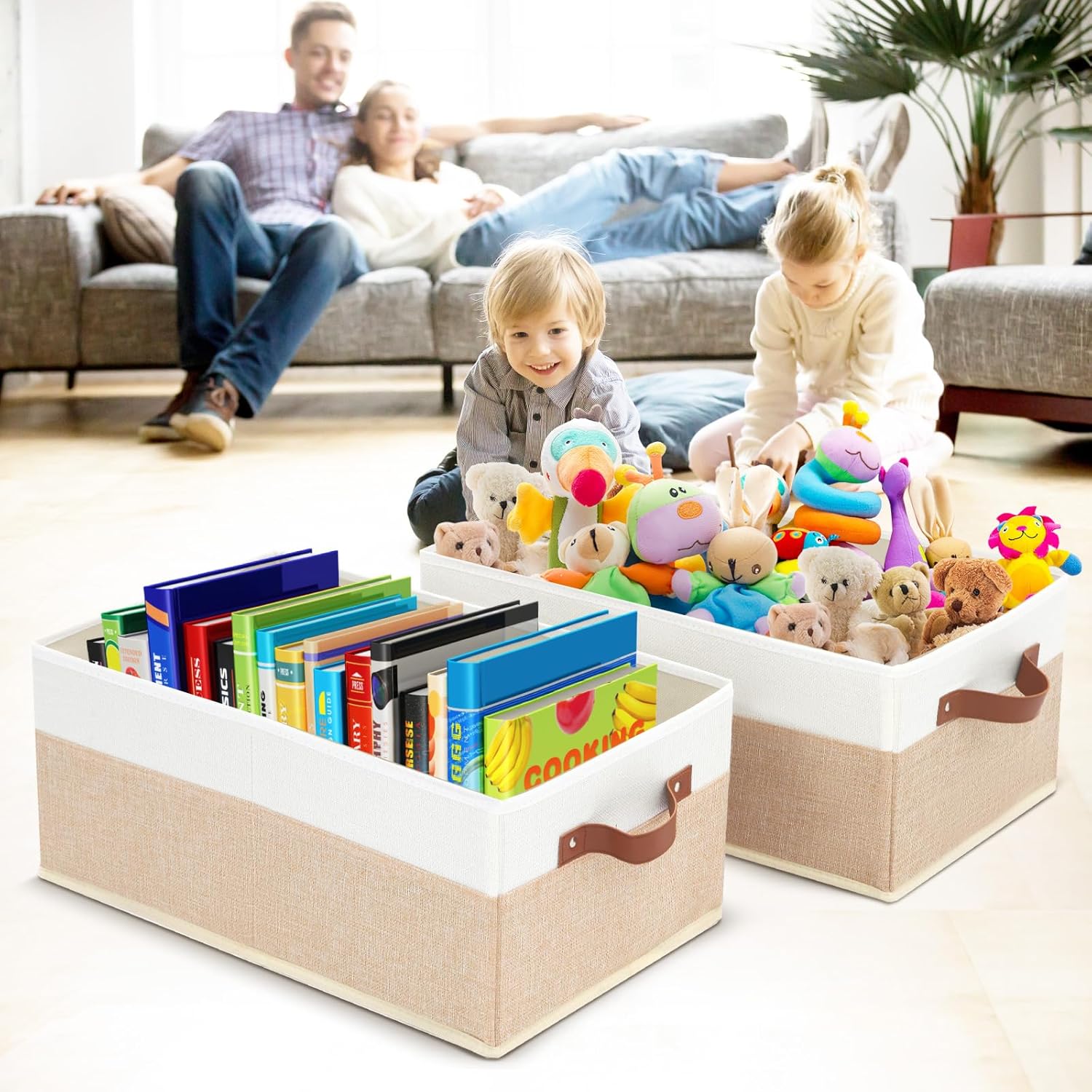Closet Organizer Bins 3 Pack, Large Storage Bins for Shelves, Foldable Closet Storage Boxes Baskets