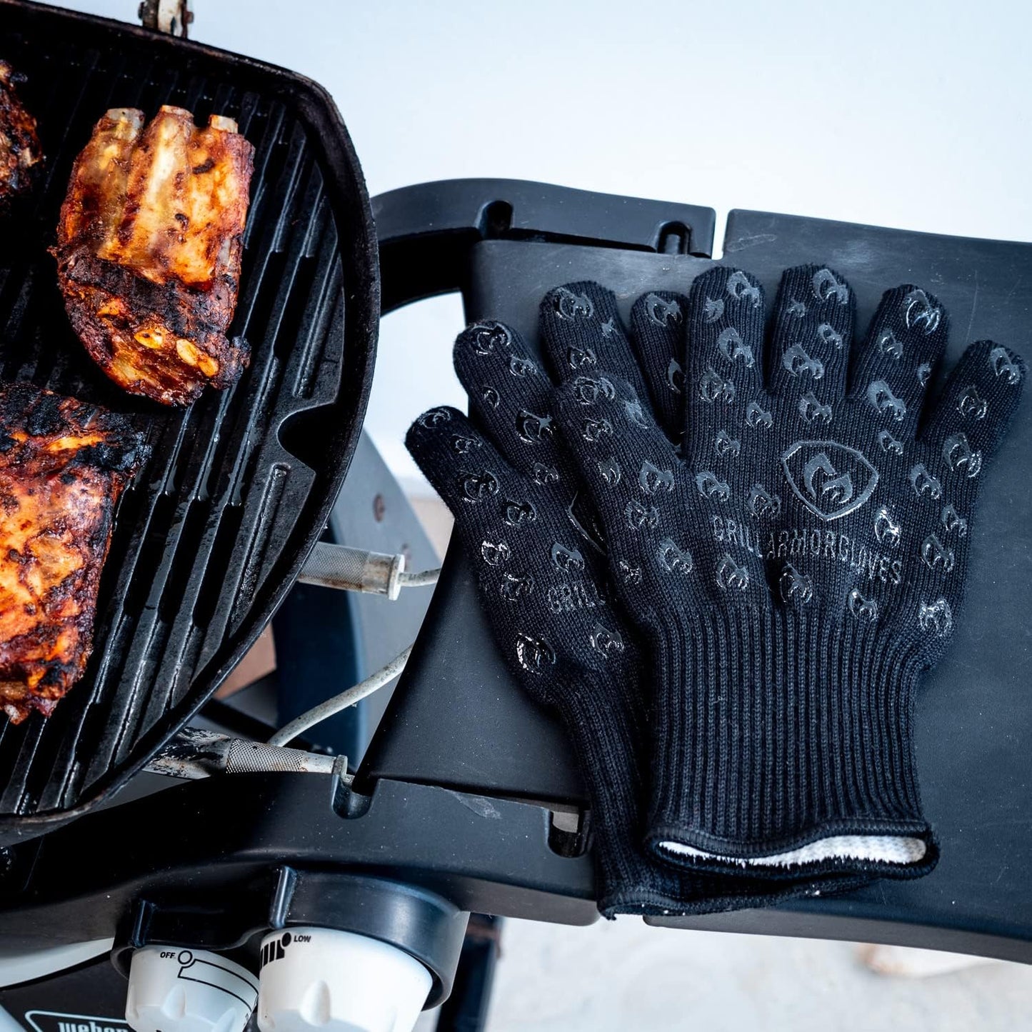 Grill Armor Oven Gloves 932°F Extreme Heat & Cut Resistant Oven Mitts with Fingers for BBQ