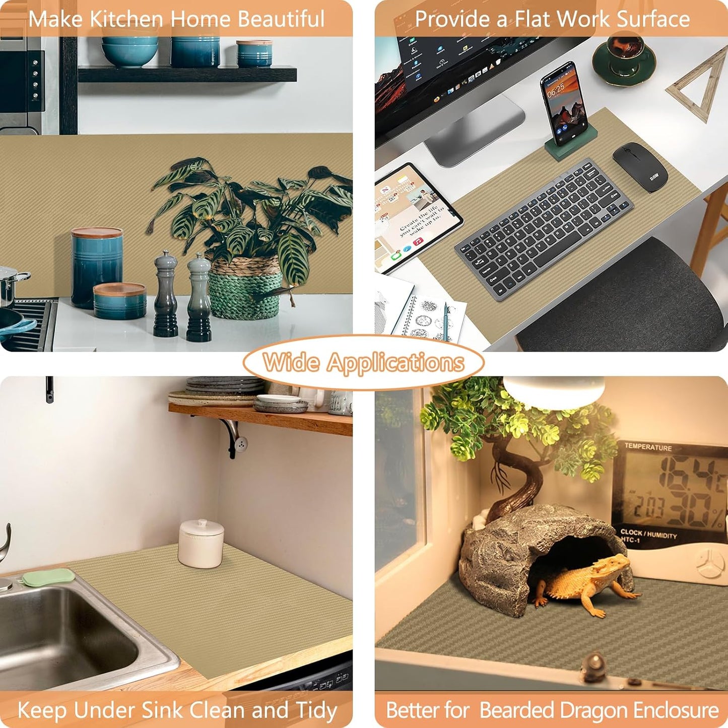 Self-Adhesive Shelf Liner Kitchen Liner, Waterproof Backed Paper Easy Peel and Stick Contact Liner