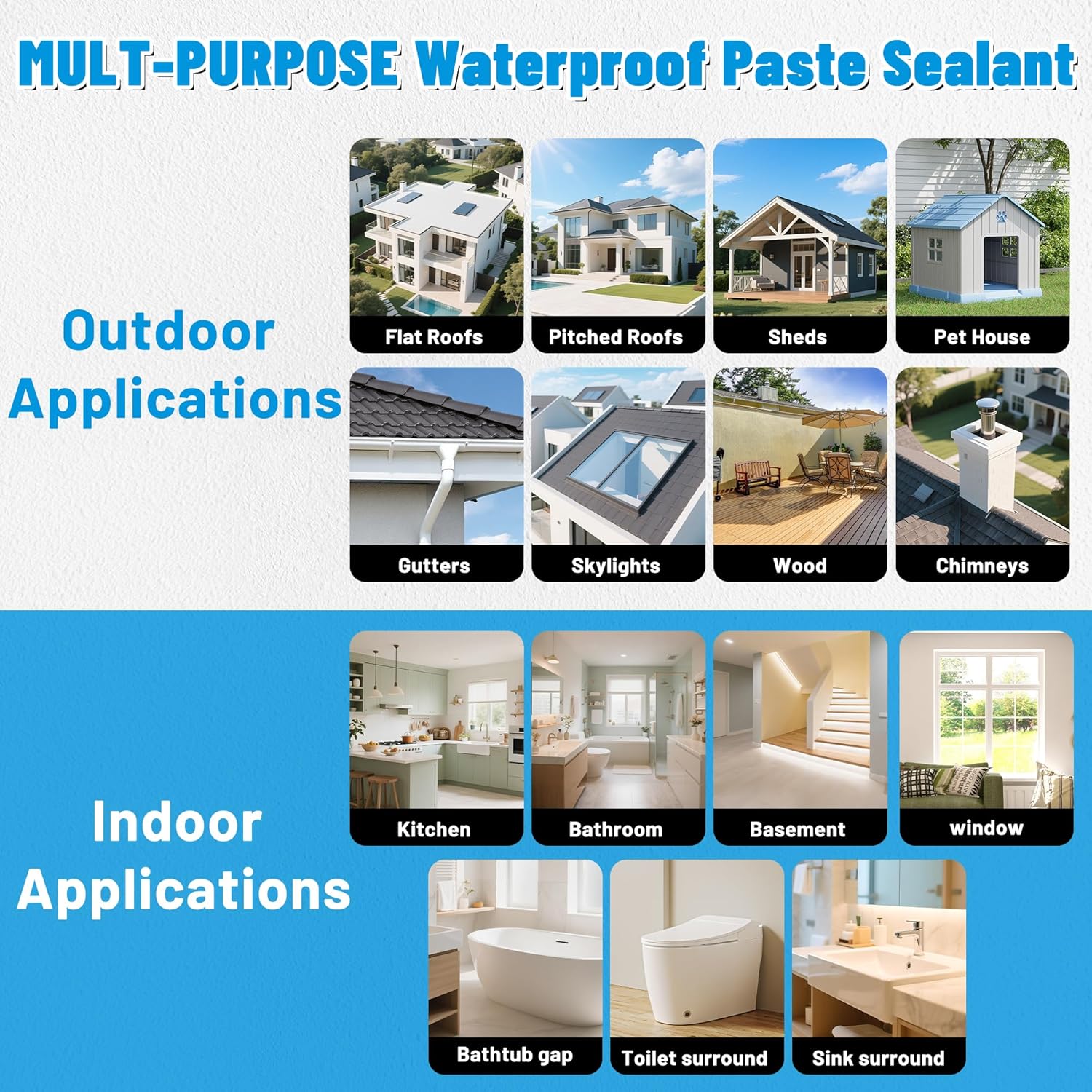 Waterproof Patch & Seal Rubberized Sealant Paste, 2.2lbs Anti-Leakage Clear Waterproof Paste
