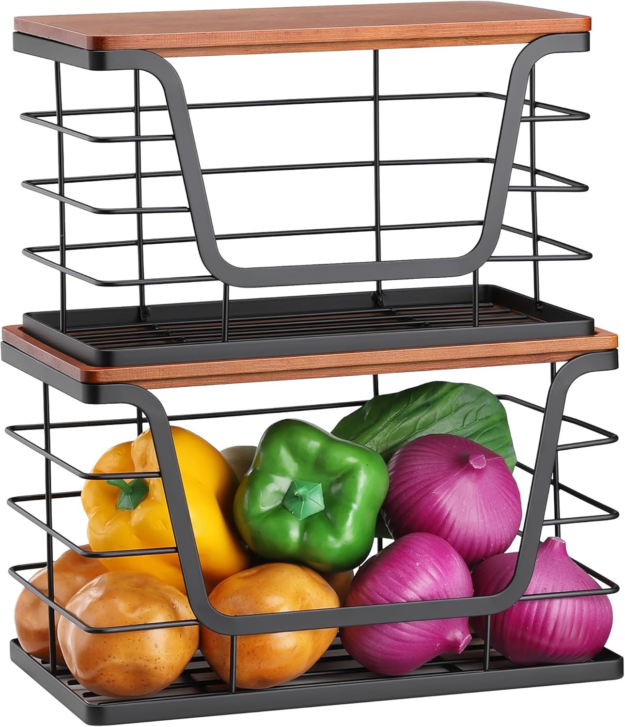 ALOCEO 2 Pack Stackable Storage Bins with Lids, Stainless Steel Extra Large Trash Bag Dispenser