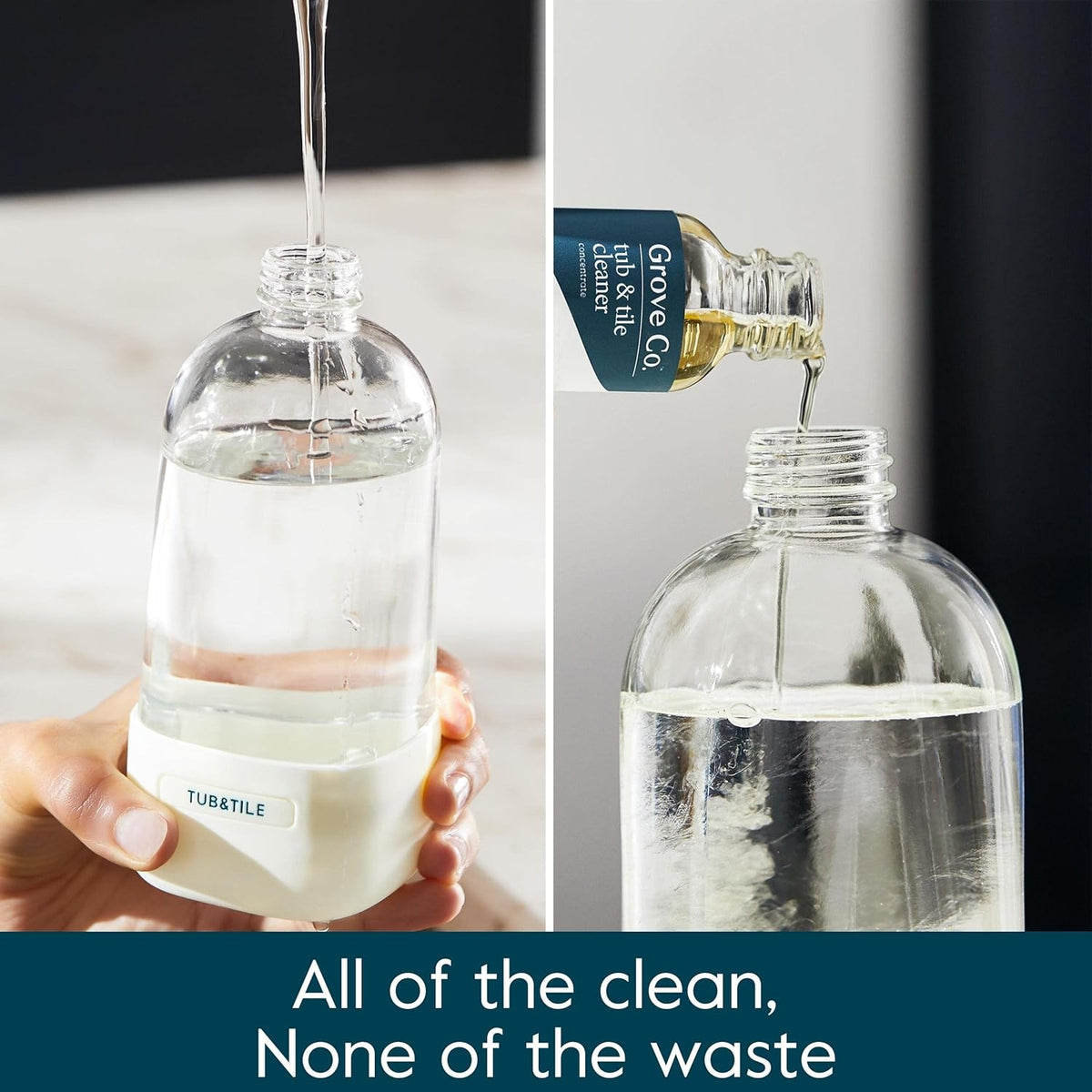 Grove Co. Tub and Tile Cleaner, Refill Concentrate (6 x 1 Fl Oz) Plant-Based Household Cleaning