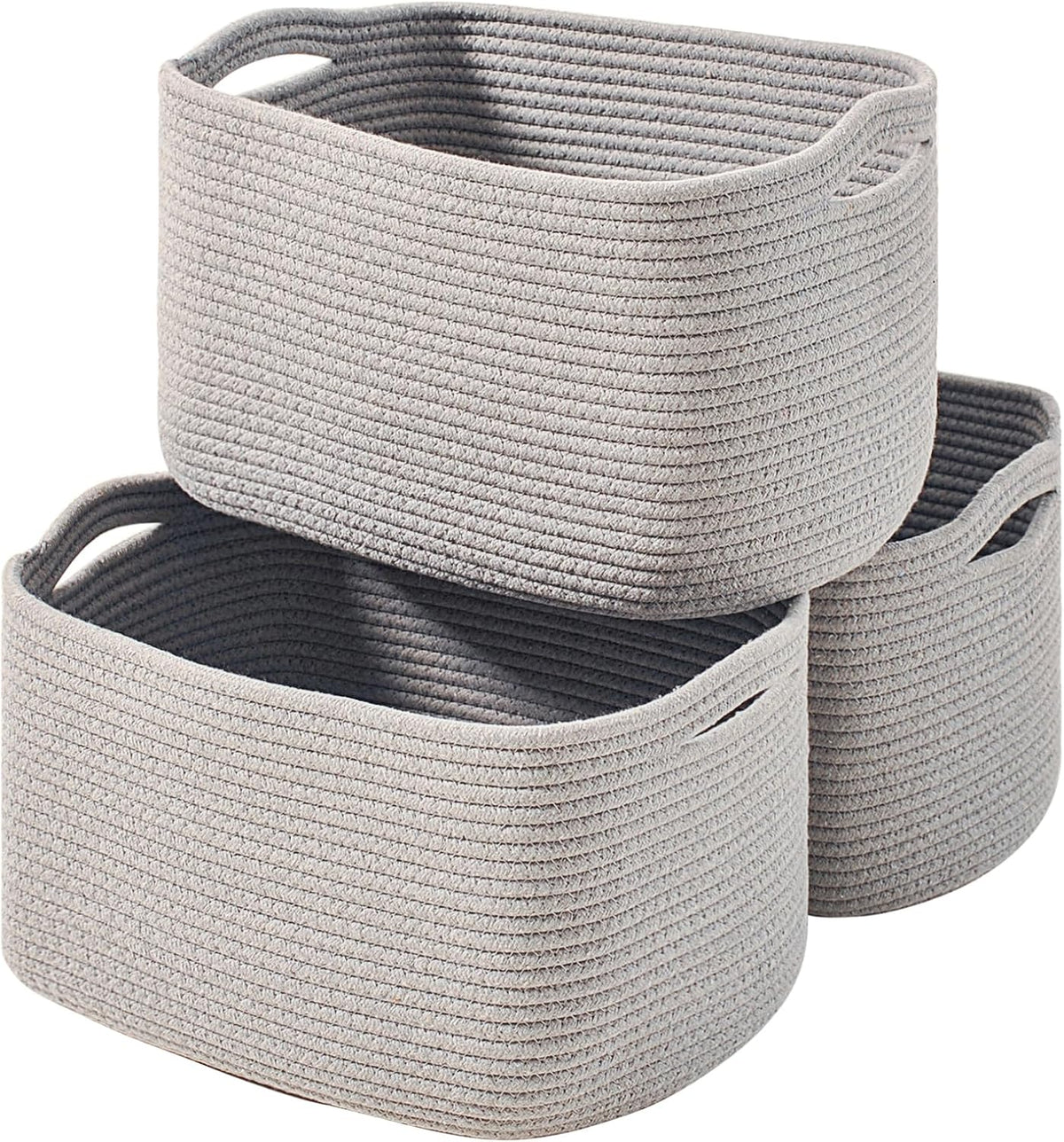 Storage Baskets for Organizing Shelves, Woven Cotton Rope Bins for Baby Nursery Organization, Book