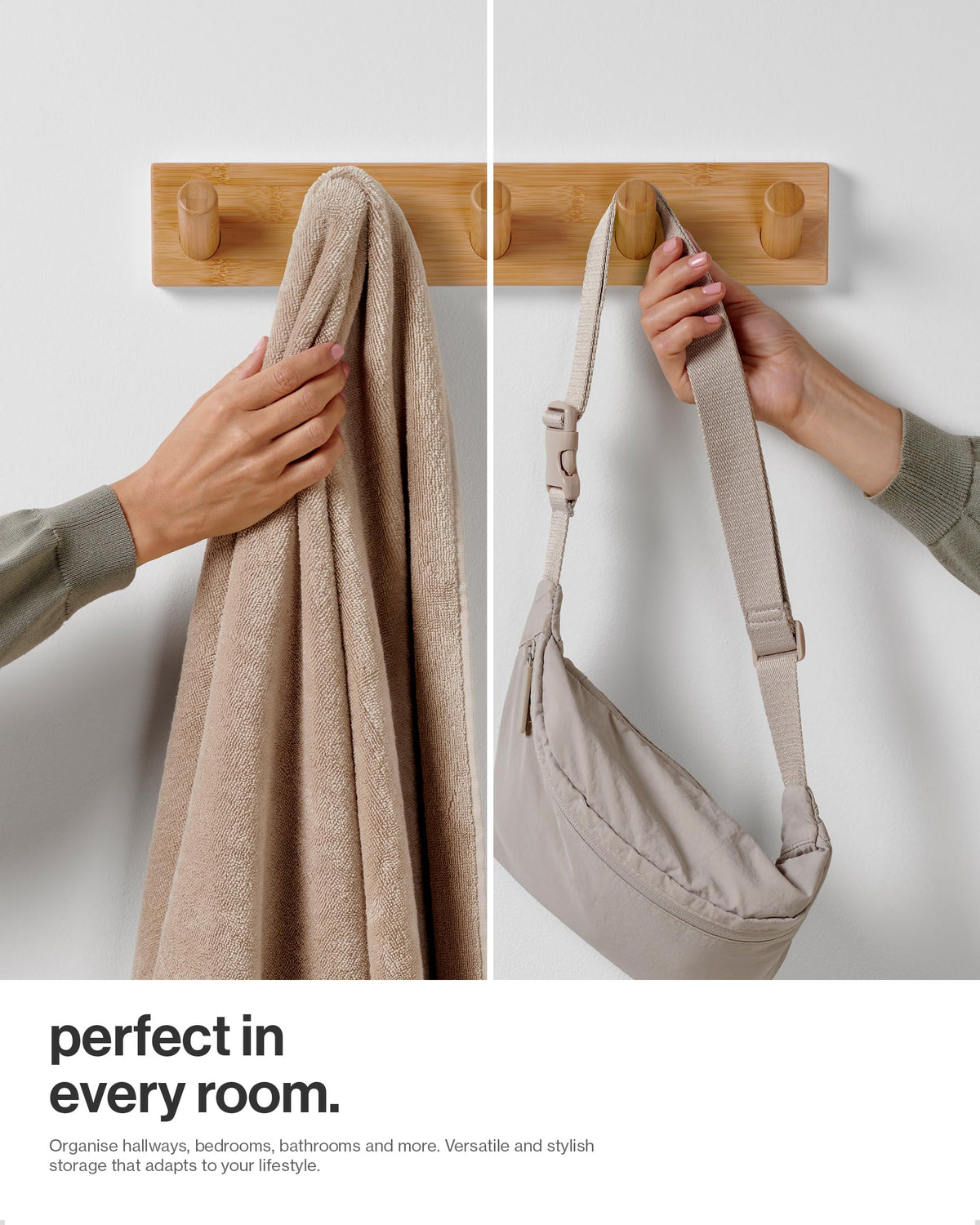 LARHN Wall Mounted Coat Rack with 5 Heavy-Duty 1" Diameter Hooks (2-Pack)
