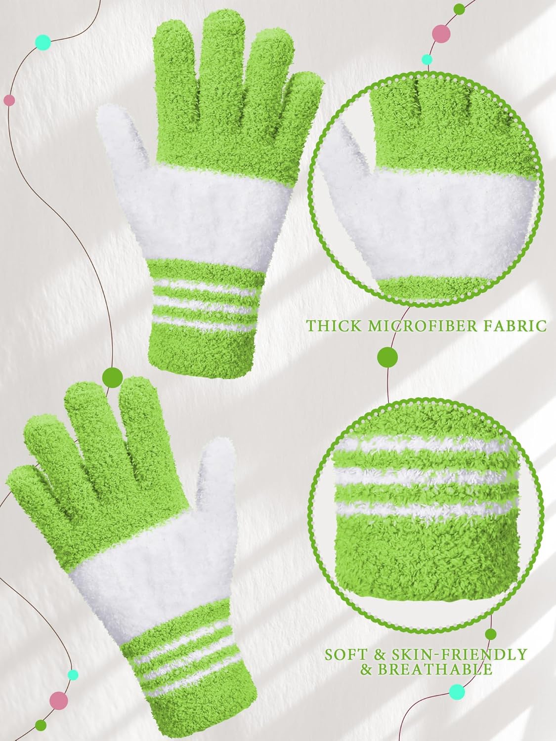 Patelai 3 Pairs Microfiber Plant Dusting Gloves Leaf Cleaning Gloves for Indoor Plants, Blinds