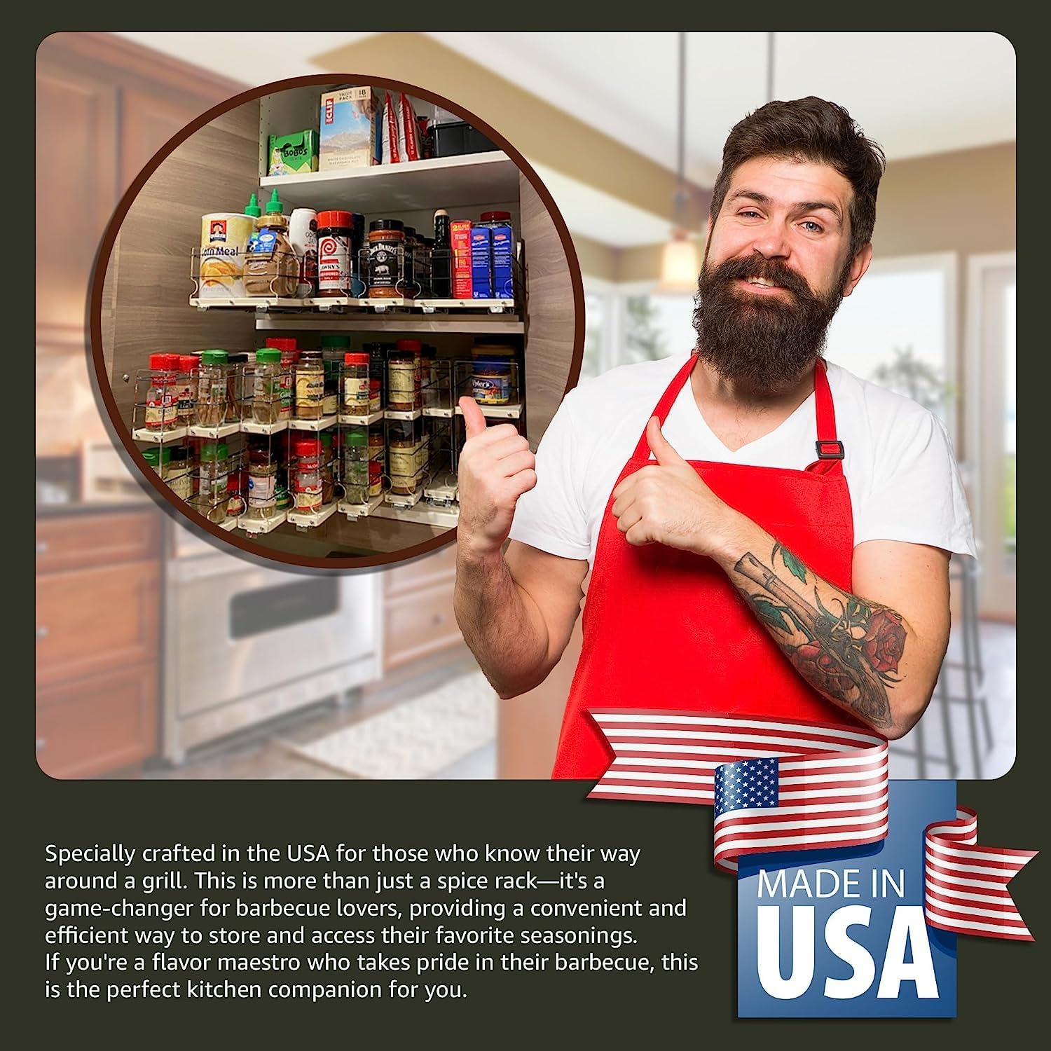Vertical Spice Combo Spice Rack Drawer - Pull Out Pantry Organizers and Storage - Kitchen Cabinet