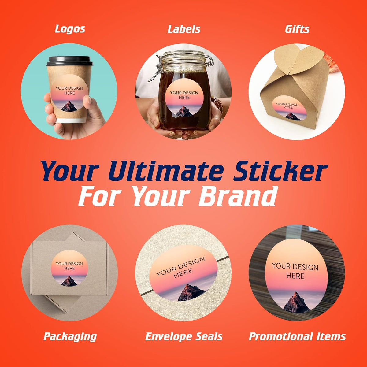 100 Custom Vinyl Stickers - Upload Your own Image, Text, Design, Logo - Personalized Logo Labels