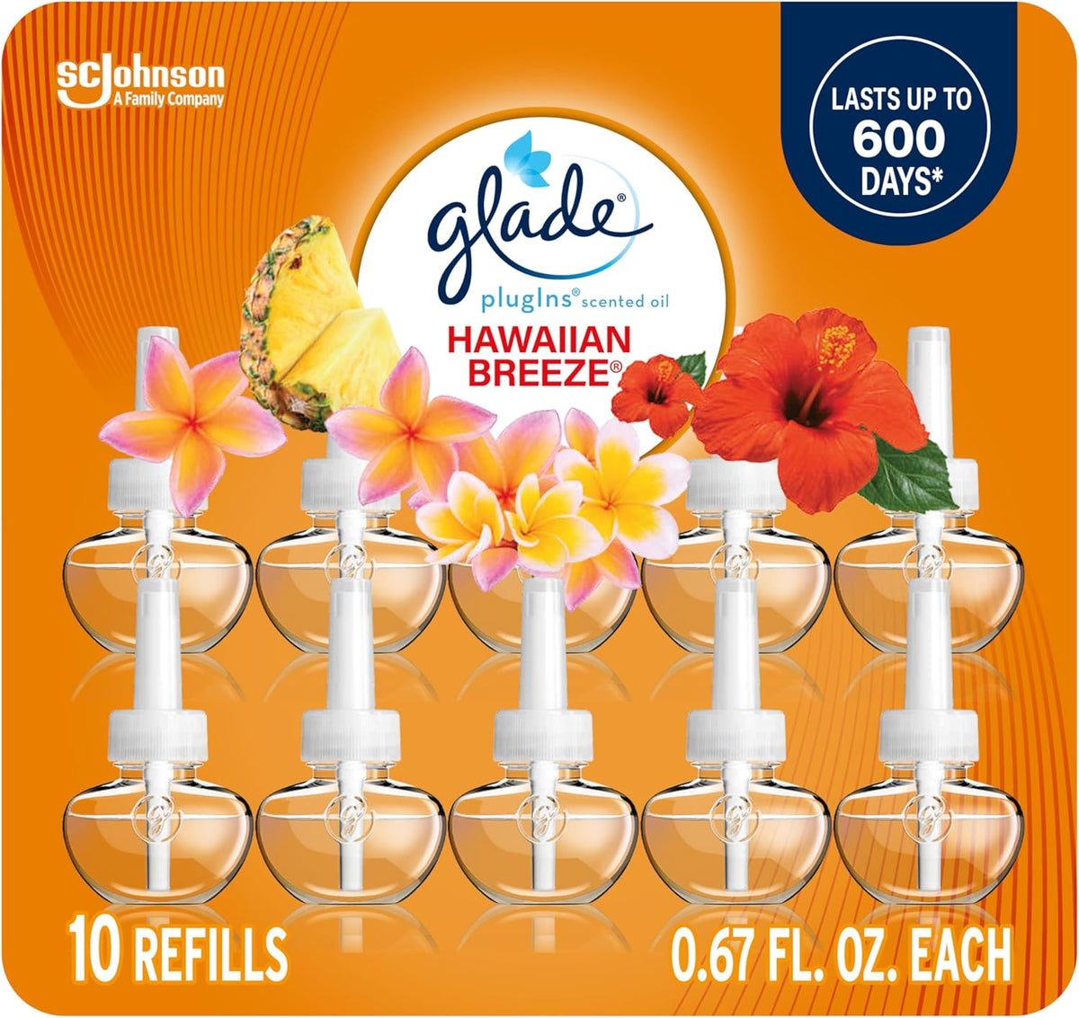 Glade PlugIns Refills Air Freshener, Scented and Essential Oils for Home and Bathroom, Hawaiian