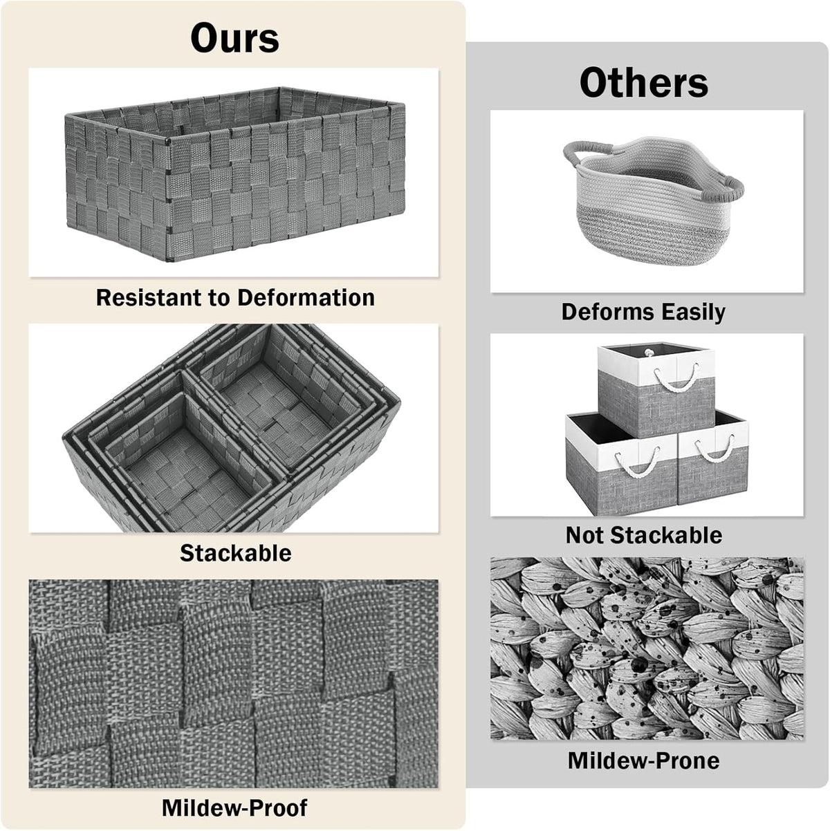 Woven Storage Baskets, Storage Bins, Cube Basket Container Baskets Storage Boxes Organizers for