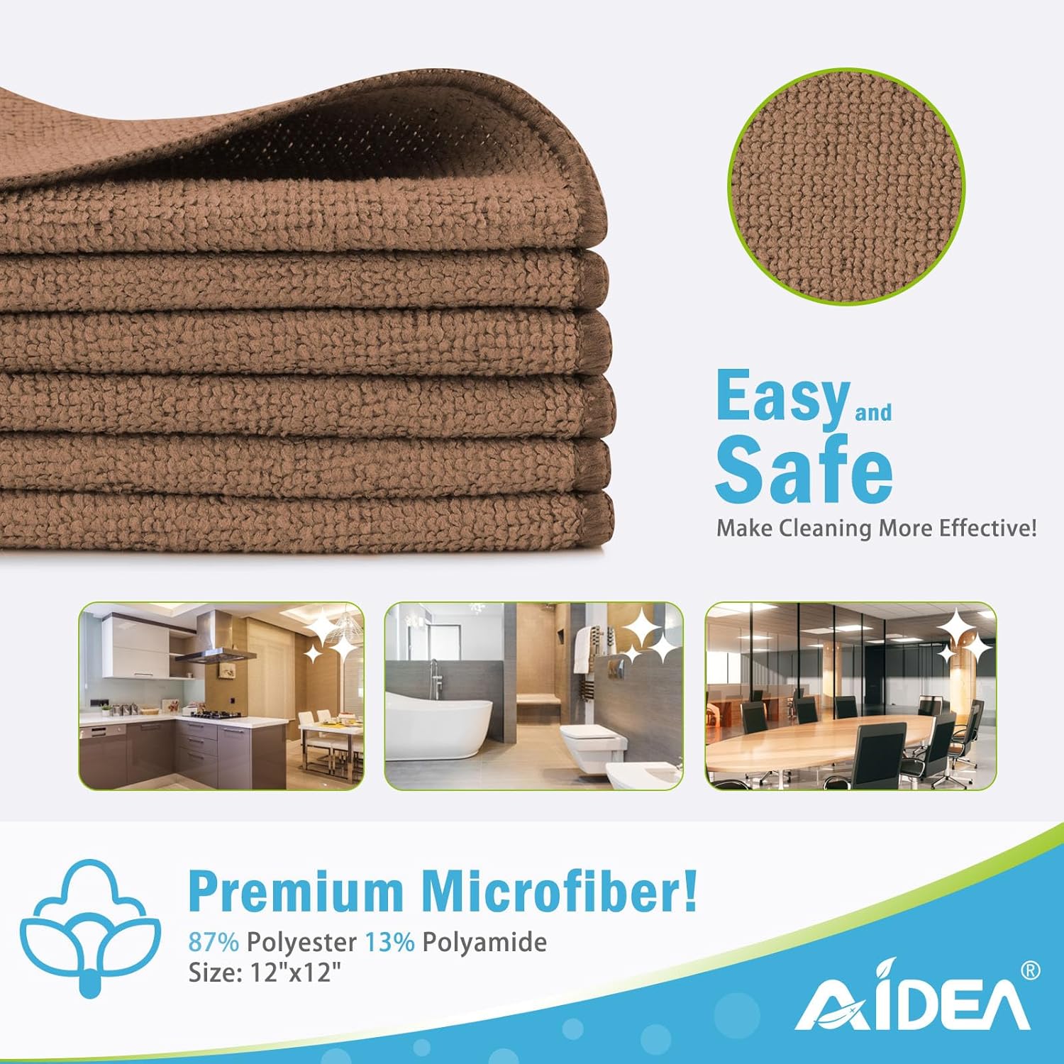 AIDEA Microfiber Cleaning Cloth-12PK, Soft Microfiber Towels for Cars, Absorbent Cleaning Rags