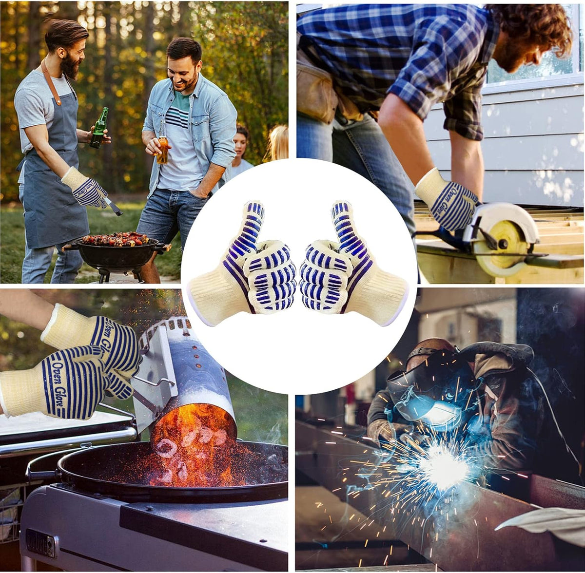 Oven Gloves, Heat Resistant 540 Degrees Grilling Gloves, Hot Surface Handler Non-Slip Silicone Oven