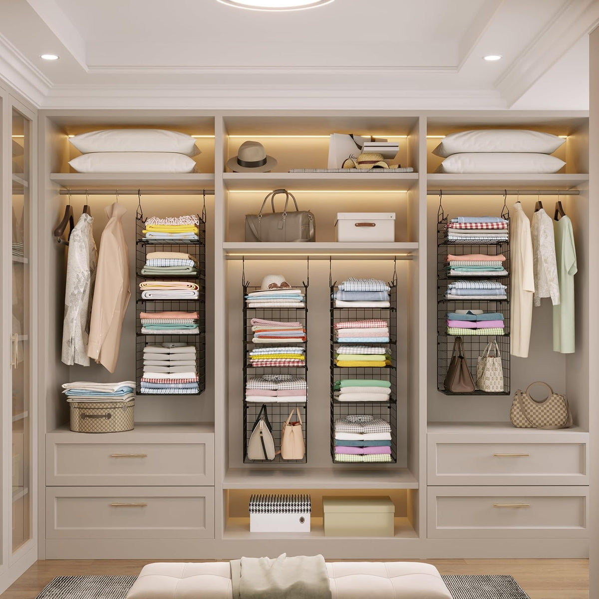 X-cosrack Hanging Closet Organizer and Storage - 5-Tier Closet Storage Organizer Baskets for