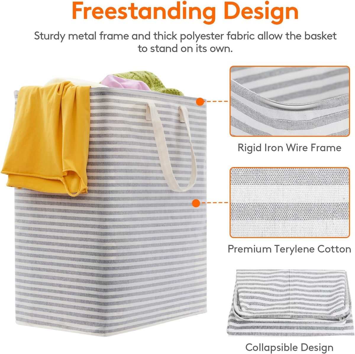 Lifewit 2 Pack Laundry Hamper Large Collapsible Laundry Basket, Freestanding Waterproof Cloth