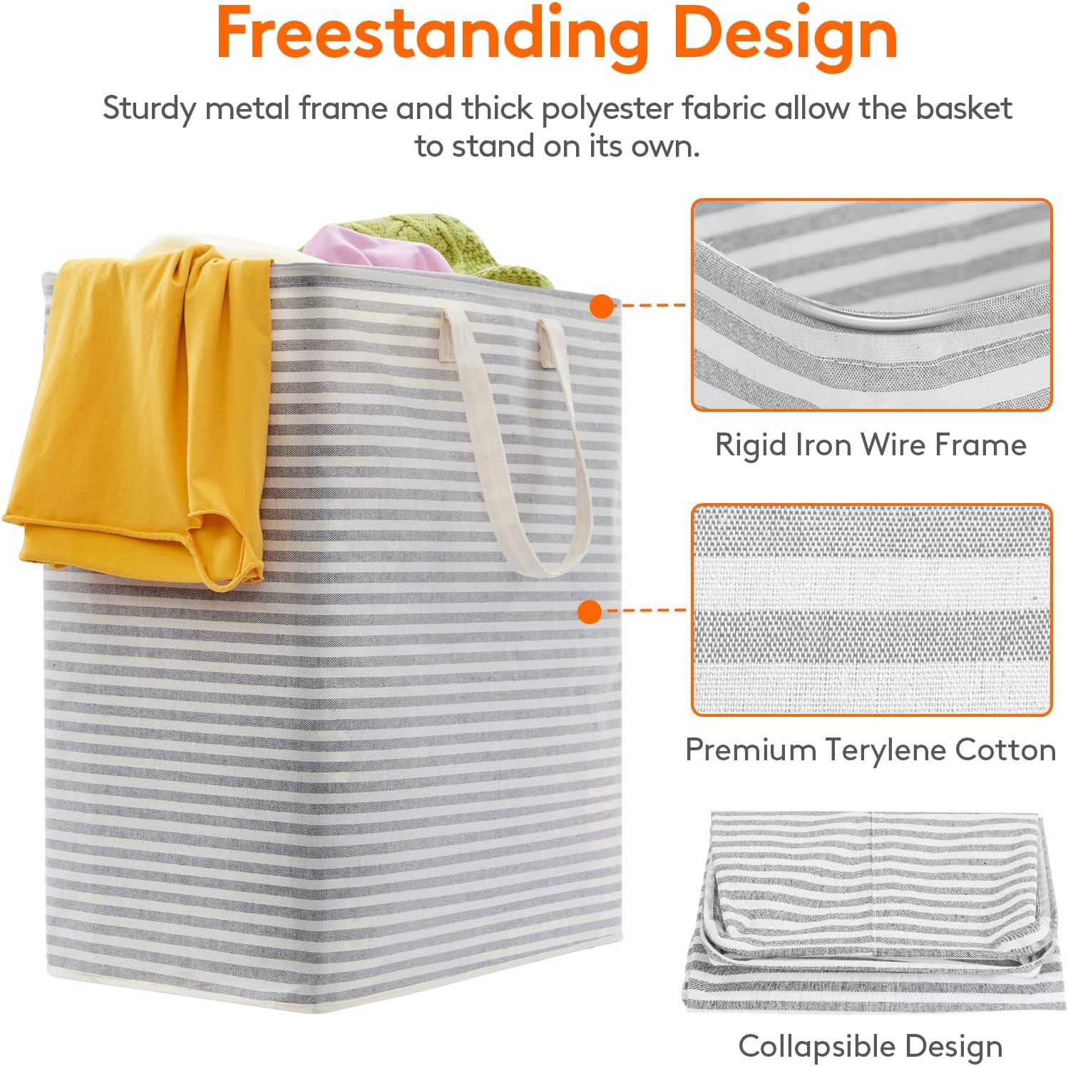 Lifewit 2 Pack Laundry Hamper Large Collapsible Laundry Basket, Freestanding Waterproof Cloth