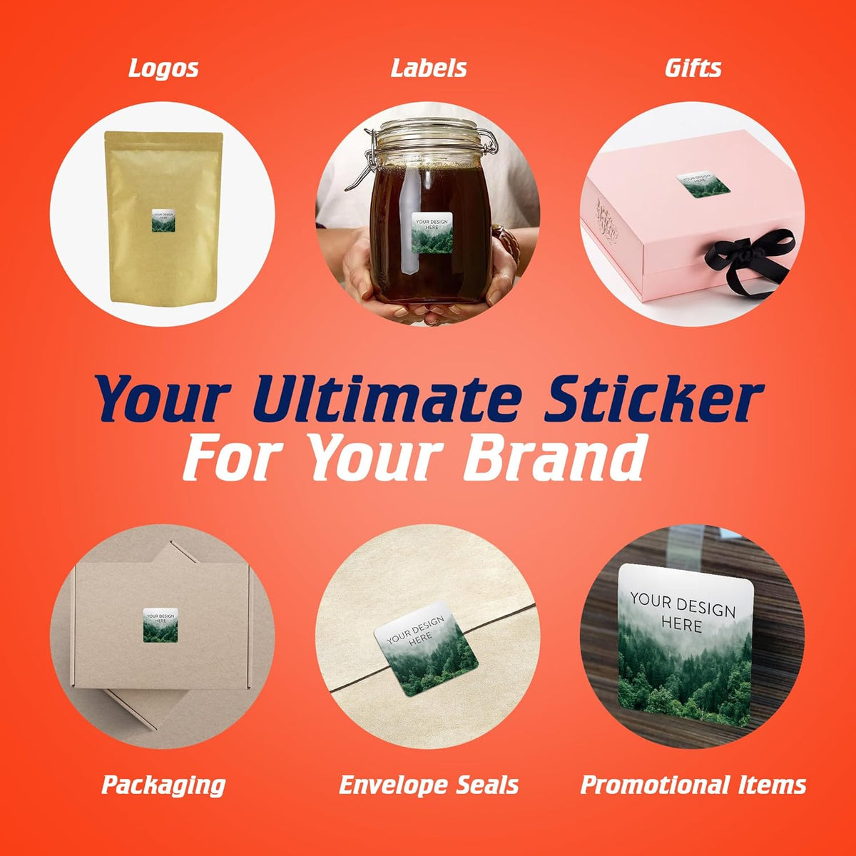 100 Custom Vinyl Stickers - Upload Your own Image, Text, Design, Logo - Personalized Logo Labels
