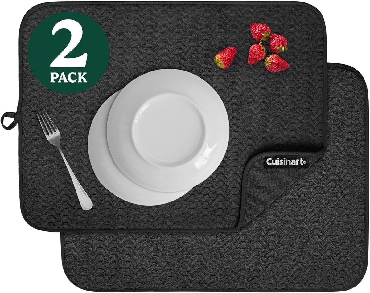 Cuisinart Dish Drying Mats for Kitchen Counter - (2) 18" x 24" Ultra Absorbent Dish Drying Mat XL