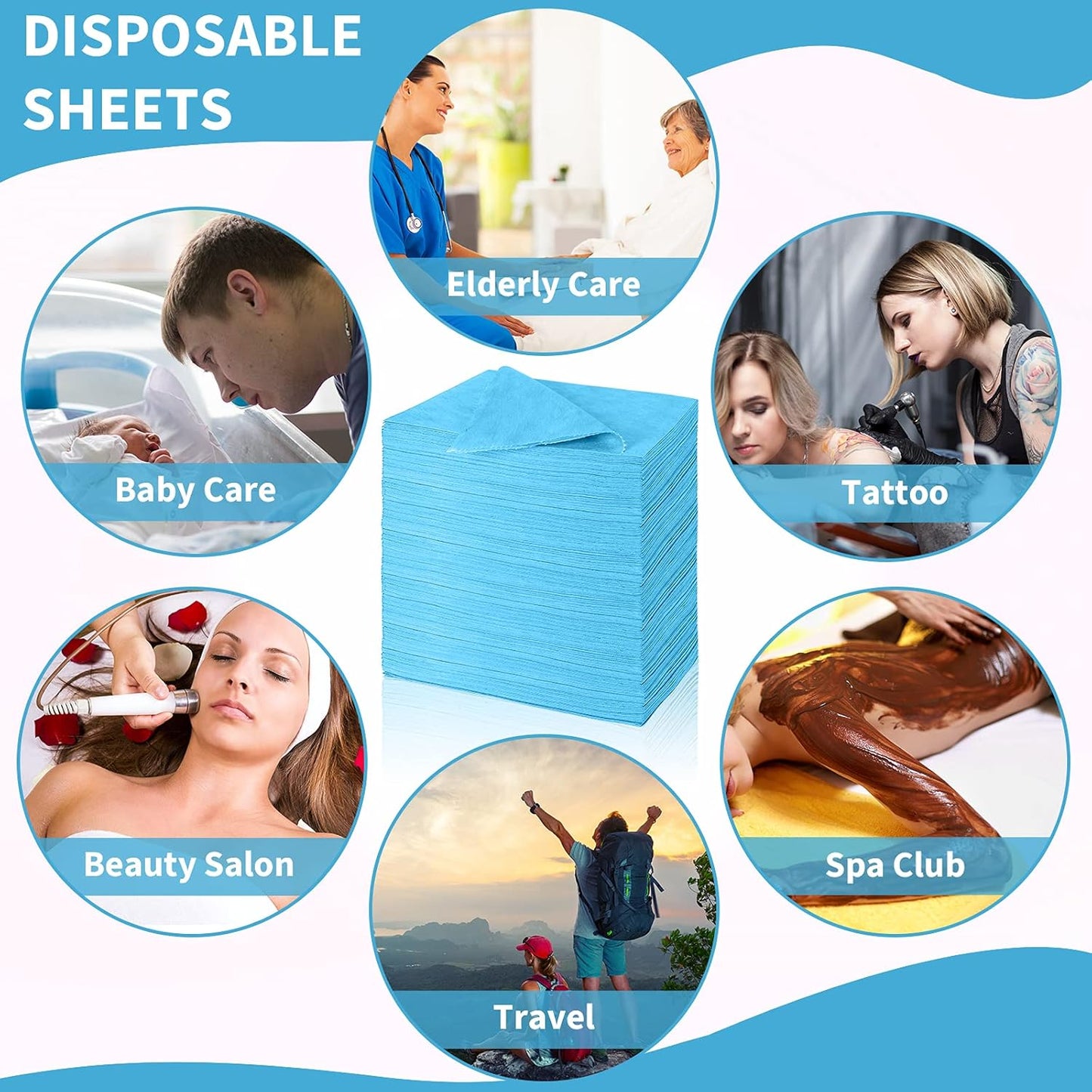 Breling 100 Pcs 31.5 x 71 Inch Disposable Bed Sheets Oil-proof PE Film Massage Table Sheets