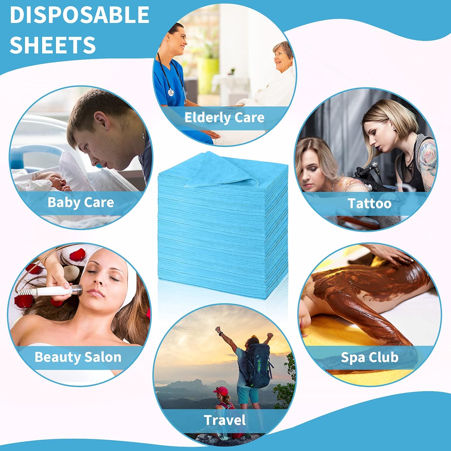 Breling 100 Pcs 31.5 x 71 Inch Disposable Bed Sheets Oil-proof PE Film Massage Table Sheets