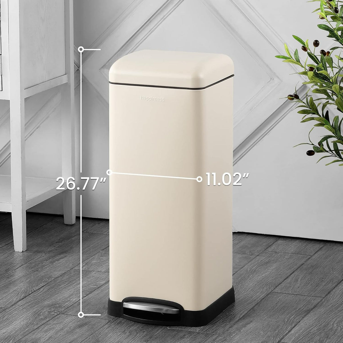 happimess HPM1007F Betty Retro 8-Gallon Step-Open Trash Can with Soft-Close Lid, Fingerprint