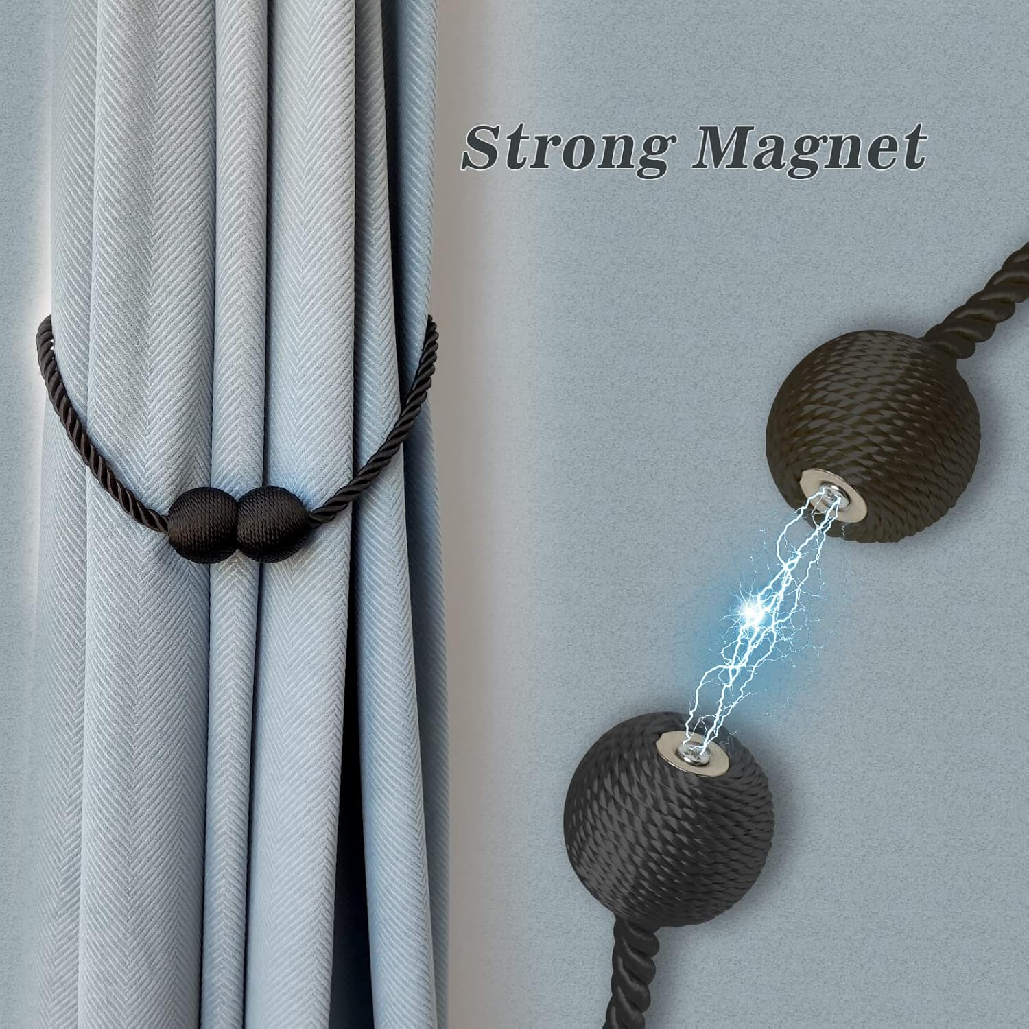 Hion Magnetic Curtain Tiebacks White 4 Pack, Curtain Tiebacks Buckles Holdbacks Holders Hooks Clip