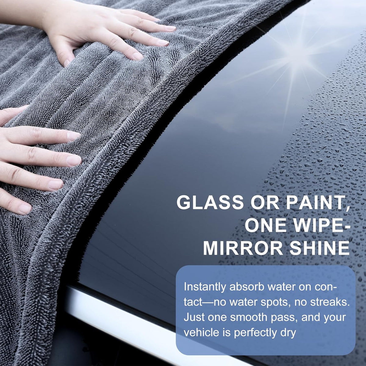 2 Pack XL Car Drying Towel – 1300GSM Ultra Absorbent Microfiber, 24"x36" Large Size, Twisted Loop