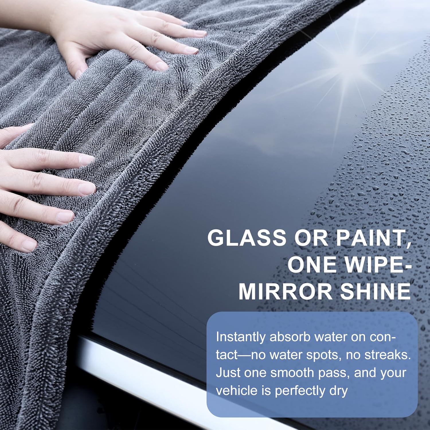 2 Pack XL Car Drying Towel – 1300GSM Ultra Absorbent Microfiber, 24"x36" Large Size, Twisted Loop