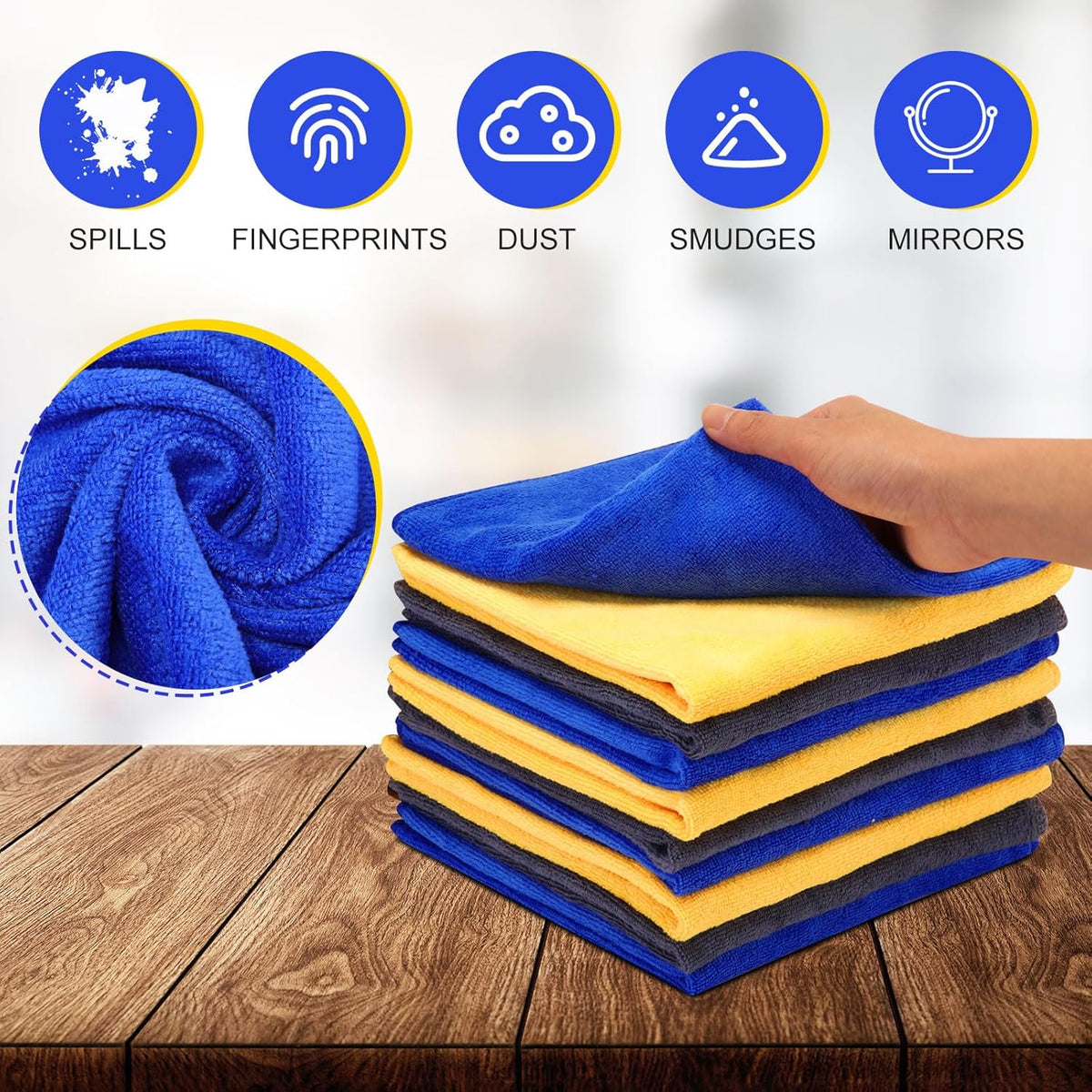 Nuenen Microfiber Cleaning Cloths for Cars 16 x 16 Inch Ultra Absorbent Car Towels Drying Reusable
