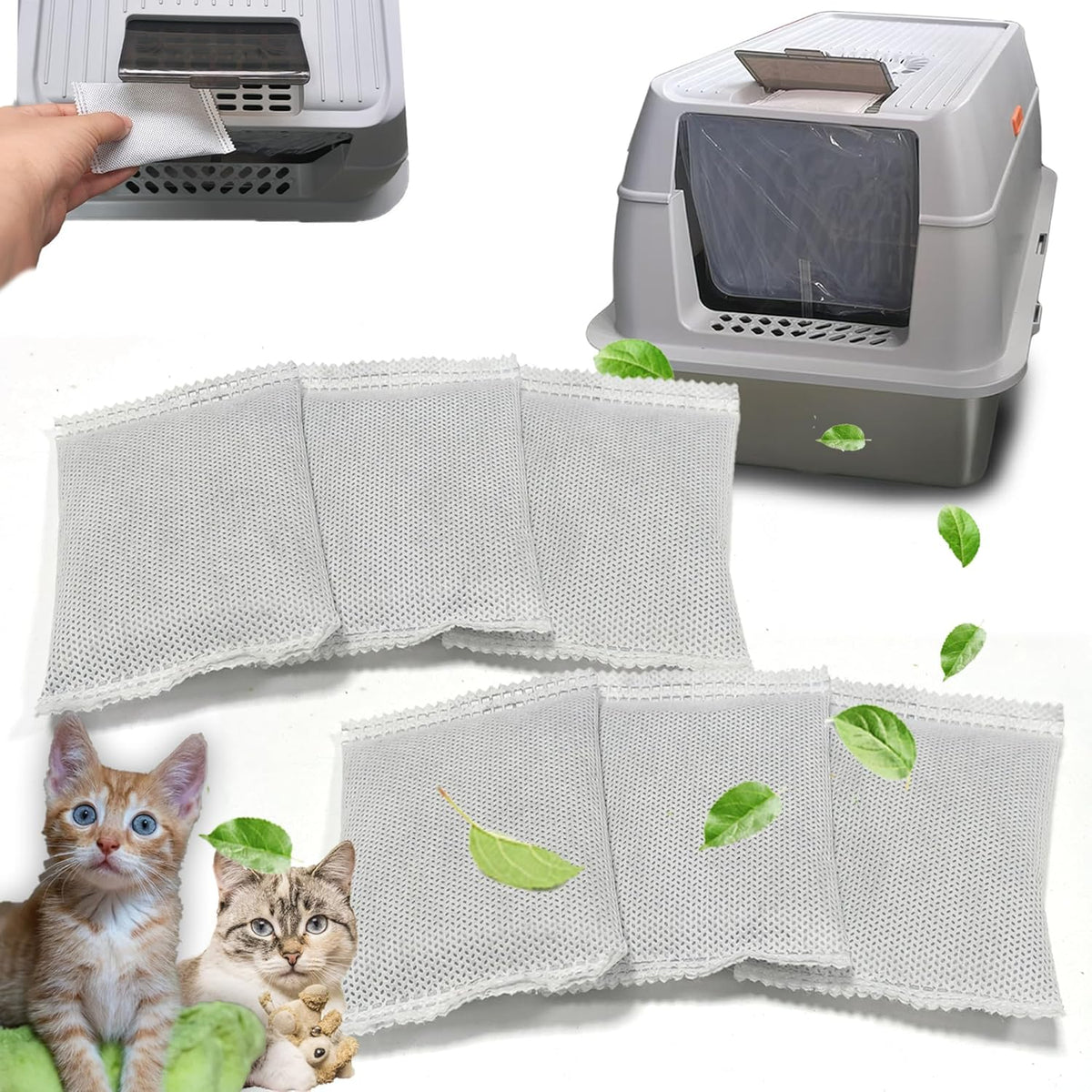 Activated Charcoal Odor Absorber Bags Compatible with OKSOTY Stainless Steel Cat Litter Box