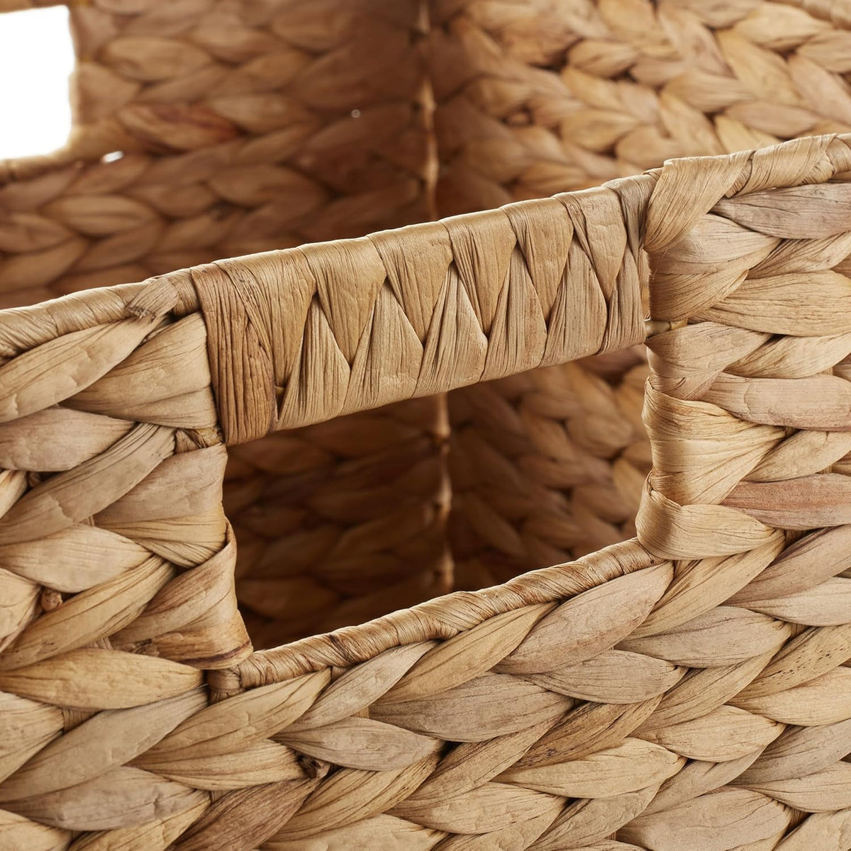 Casafield 10.5" x 10.5" Water Hyacinth Storage Baskets, Natural - Set of 4 Collapsible Cube