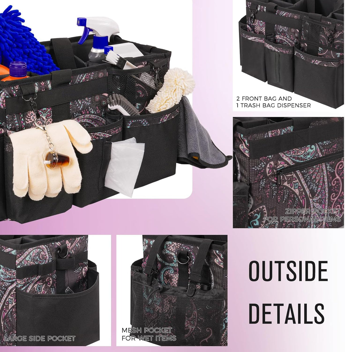 Wearable Cleaning Caddy, Cleaning Caddy Supplies Organizer with Handle & Shoulder Straps for