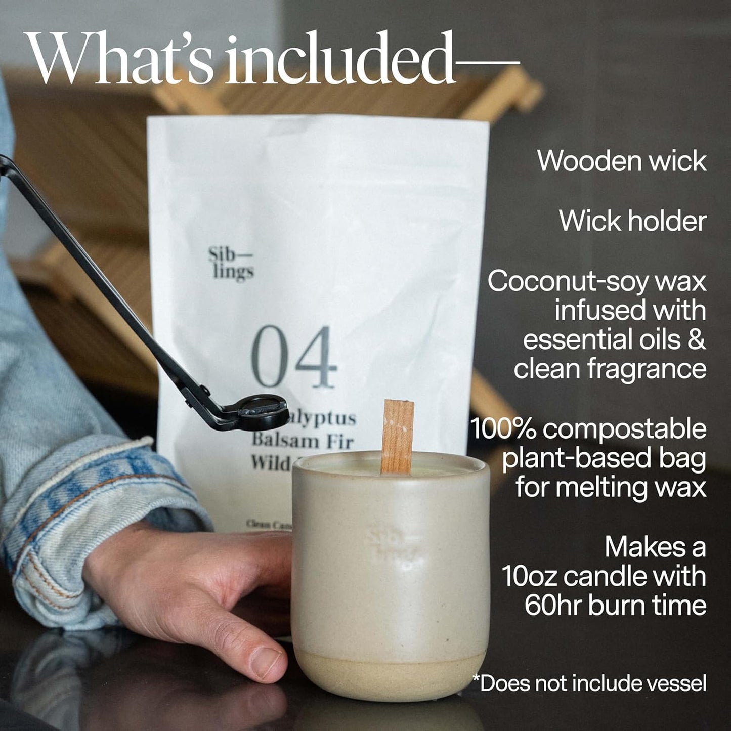 Siblings Candle Making Kit | DIY Coconut-Soy Wax Candle Kit with Wooden Wick | Scent No 07: Ginger