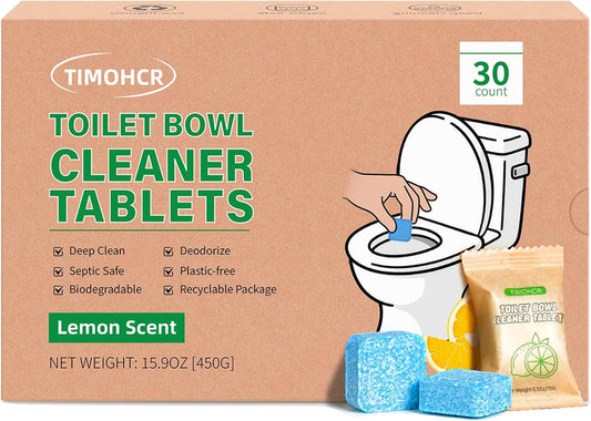 Toilet Bowl Cleaner Tablets 30 Big Pack Fast Dissolve Plastic-free Septic Safe Deodorize Remove