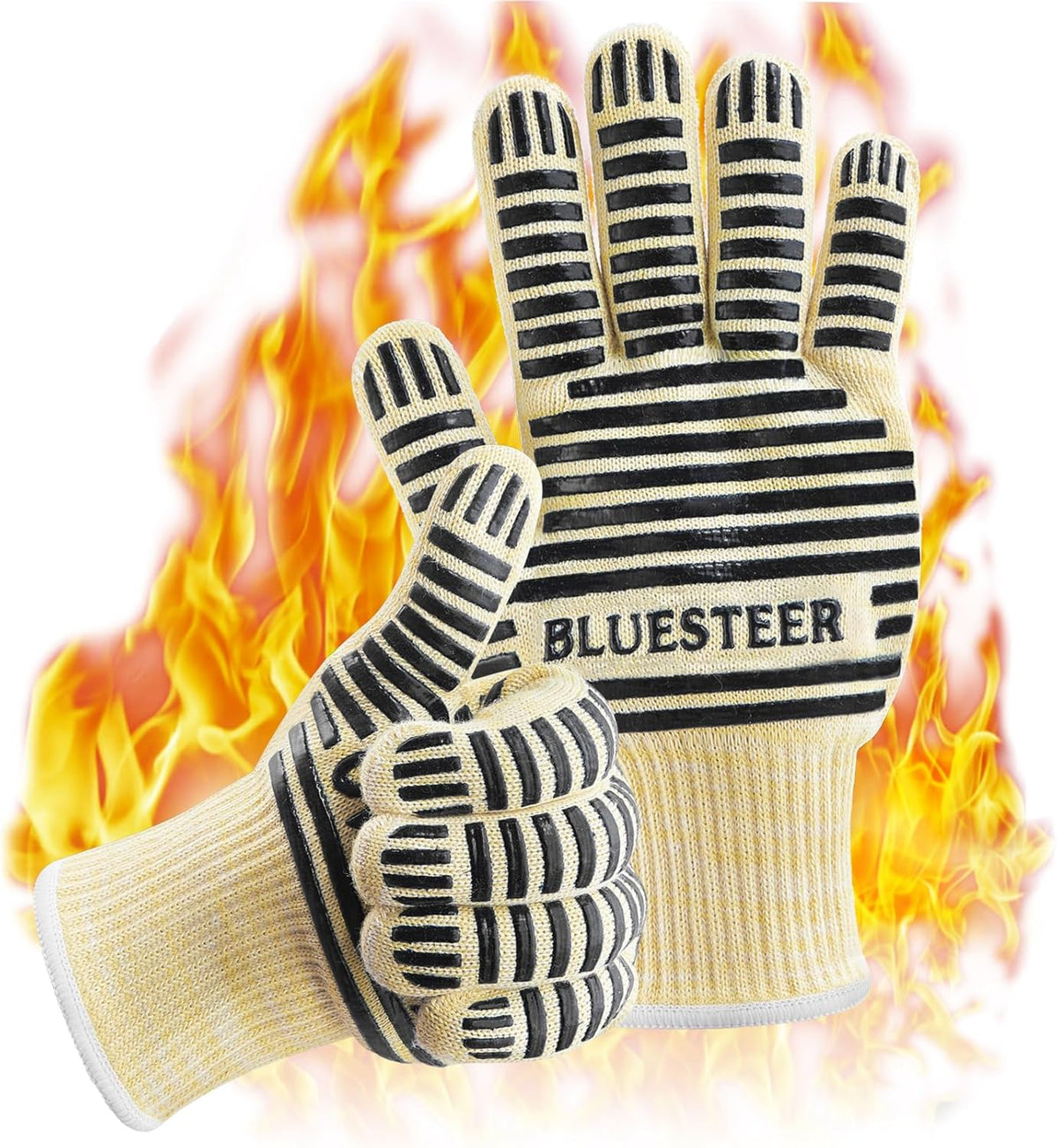 Oven Gloves, Heat Resistant 540 Degrees Grilling Gloves, Hot Surface Handler Non-Slip Silicone Oven