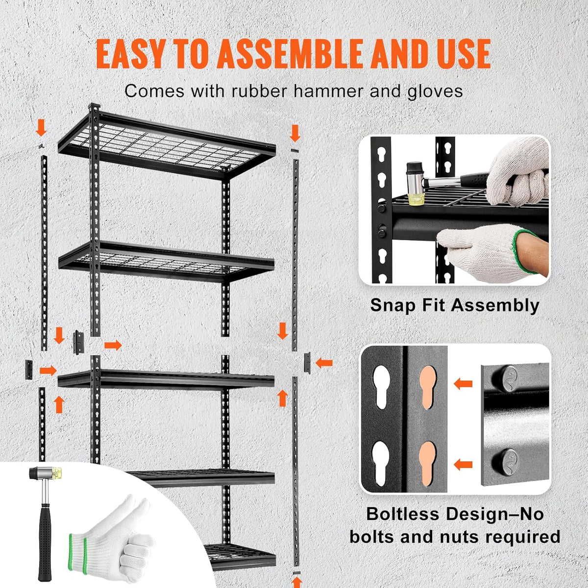 VEVOR Storage Shelving Unit, 5-Tier Adjustable, 2000 lbs Capacity, Heavy Duty Garage Shelves Metal