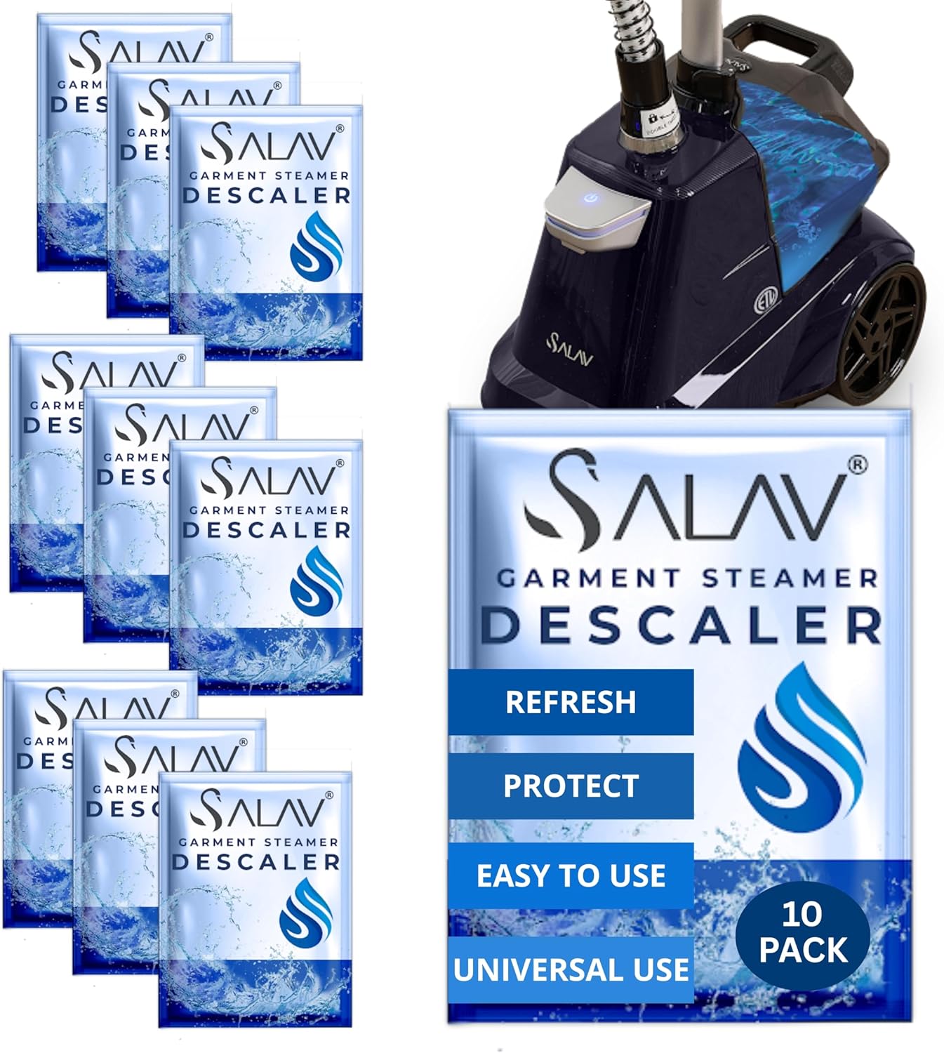 Garment Steamer Descaling Solution Decalcifier Packets for Mineral Deposits and Build-up Removal