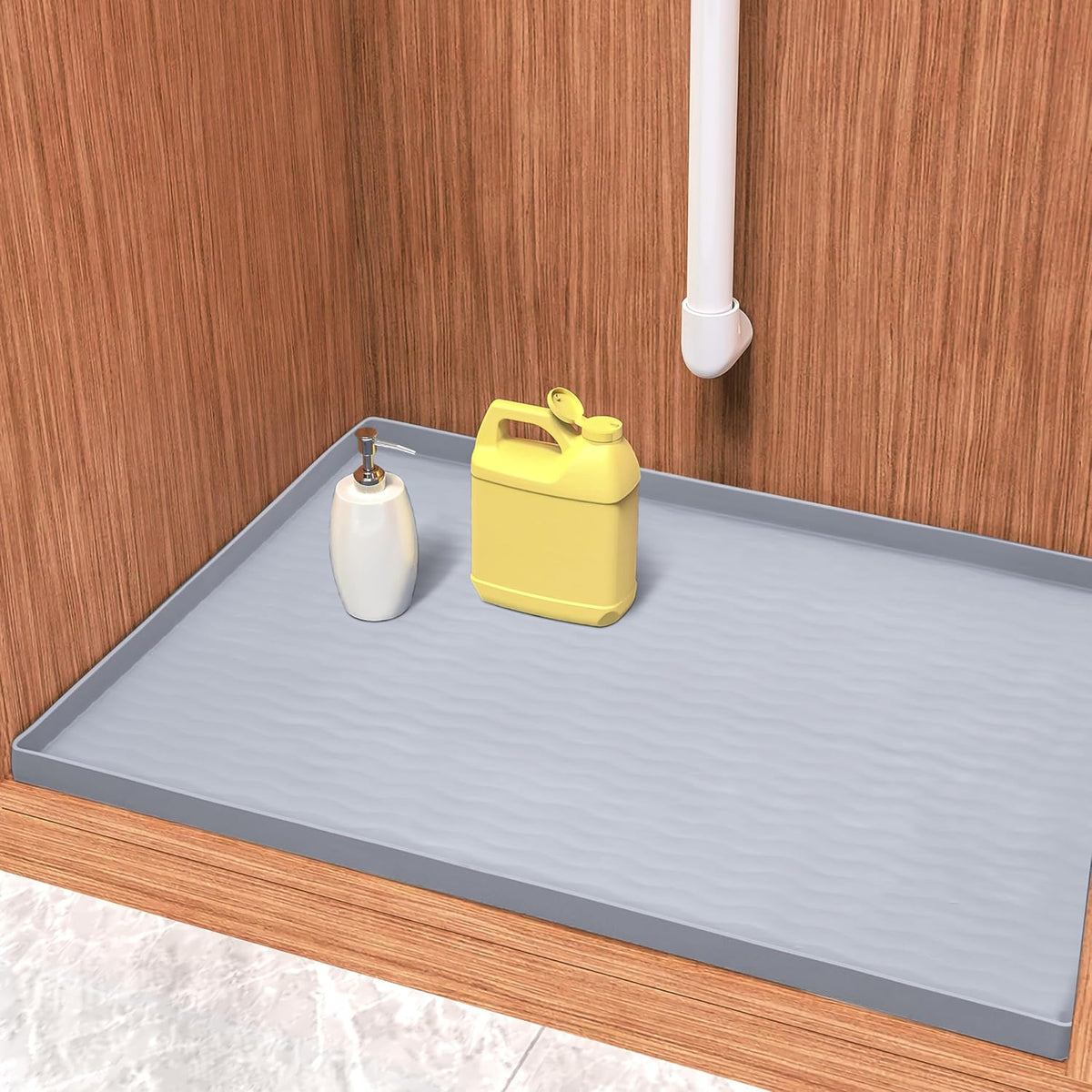 URMONA Waterproof Silicone Under Sink Mat 28'' x 19'' Shelf Liner for Kitchen and Bathroom, Cabinet