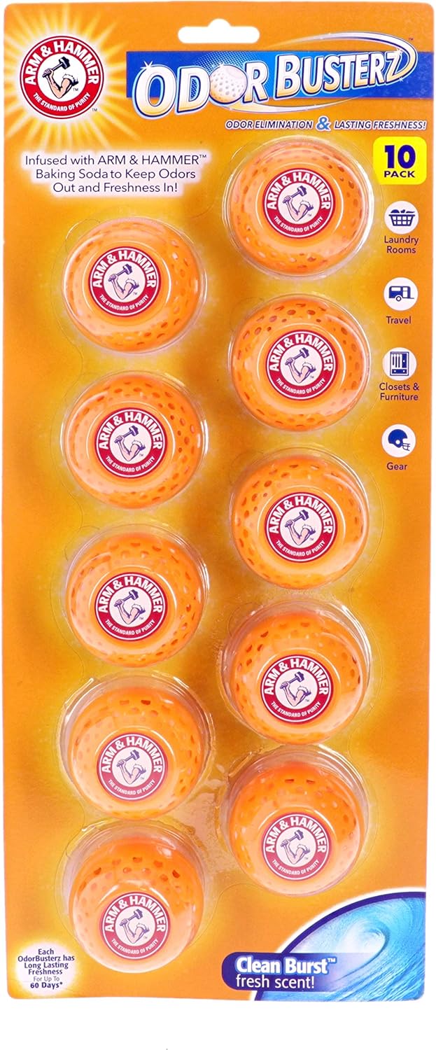 Arm & Hammer Odor Busterz Balls Air Freshener and Odor Eliminator, 10-Piece - Deodorizer, Carpet