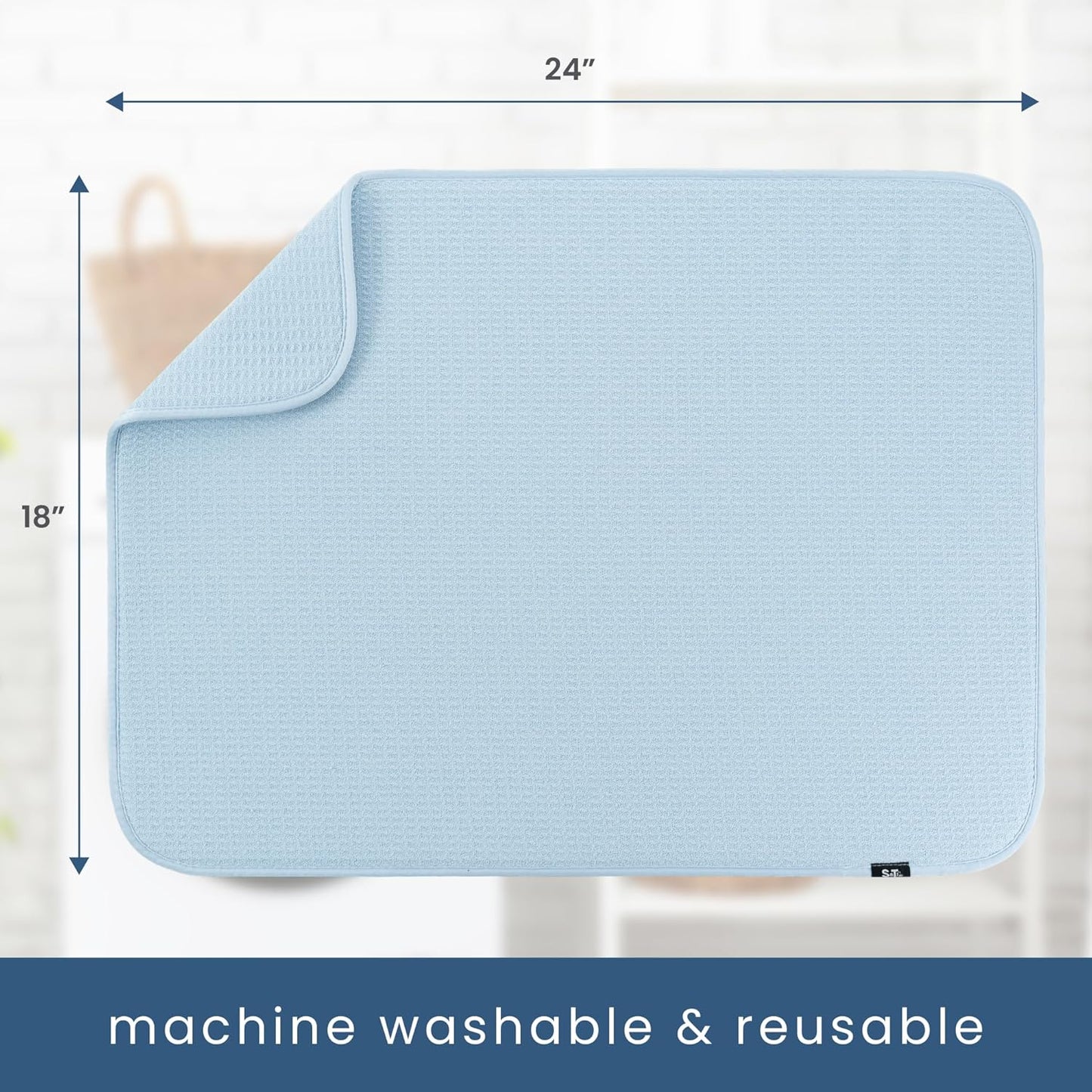 S&T INC. Dish Drying Mat XL, 18” x 24”, Absorbent Microfiber Kitchen Counter Mat, Dish Drying Pad