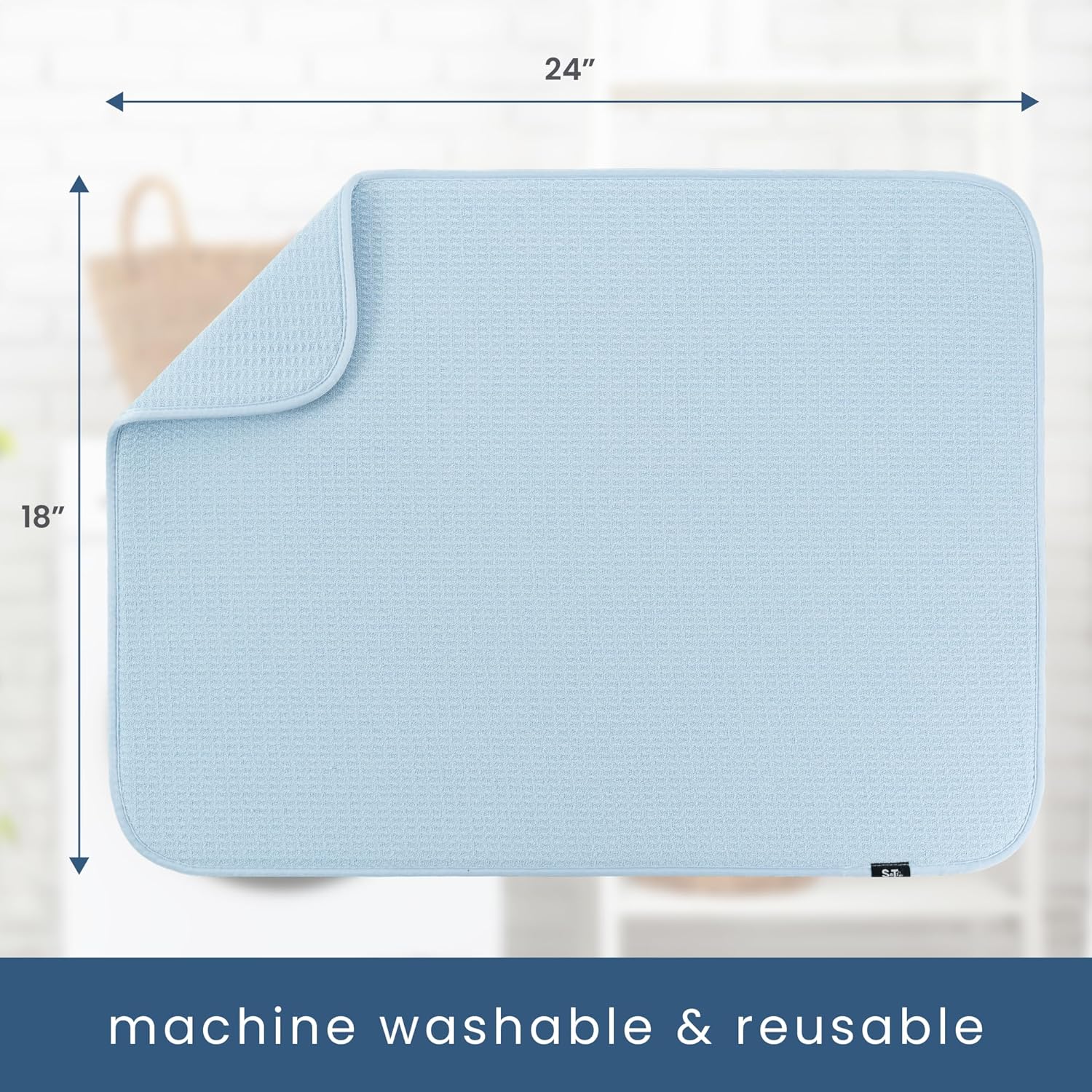 S&T INC. Dish Drying Mat XL, 18” x 24”, Absorbent Microfiber Kitchen Counter Mat, Dish Drying Pad