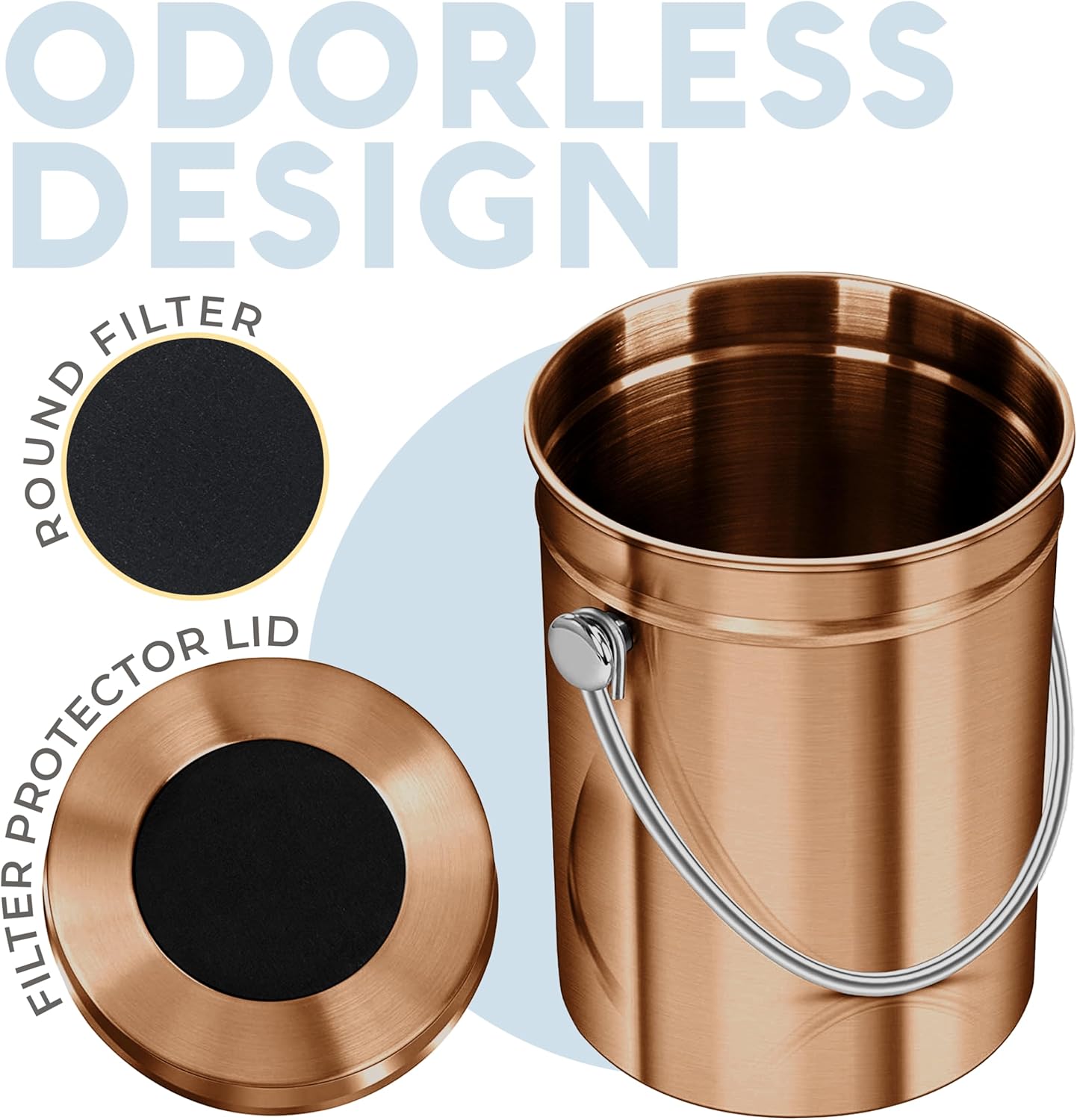 EPICA Countertop Compost Bin Kitchen | 1.3 Gallon | Odorless Composting Bin with Carbon Filters |