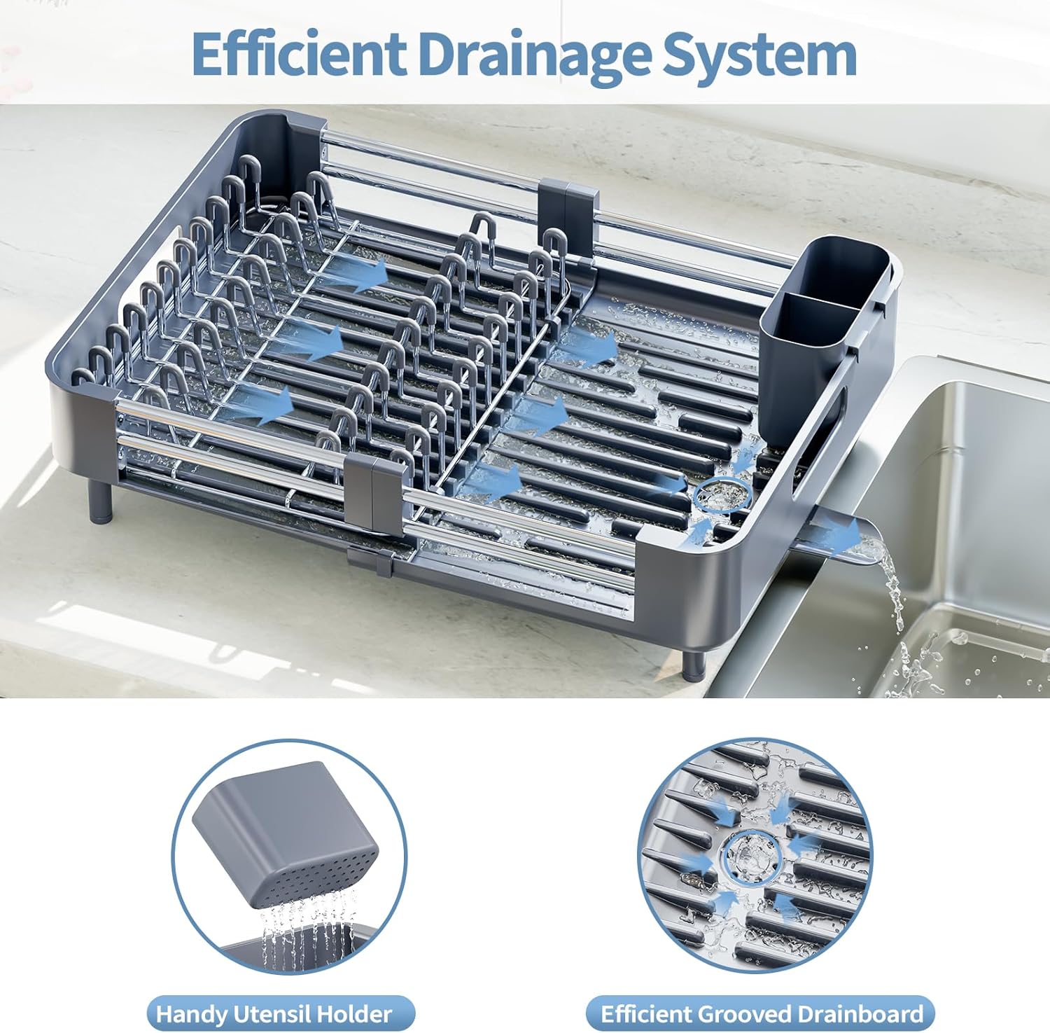 Dish Racks for Kitchen Counter, Dish Drying Rack - Stainless Steel Dish Drainer, Sink Drying Rack